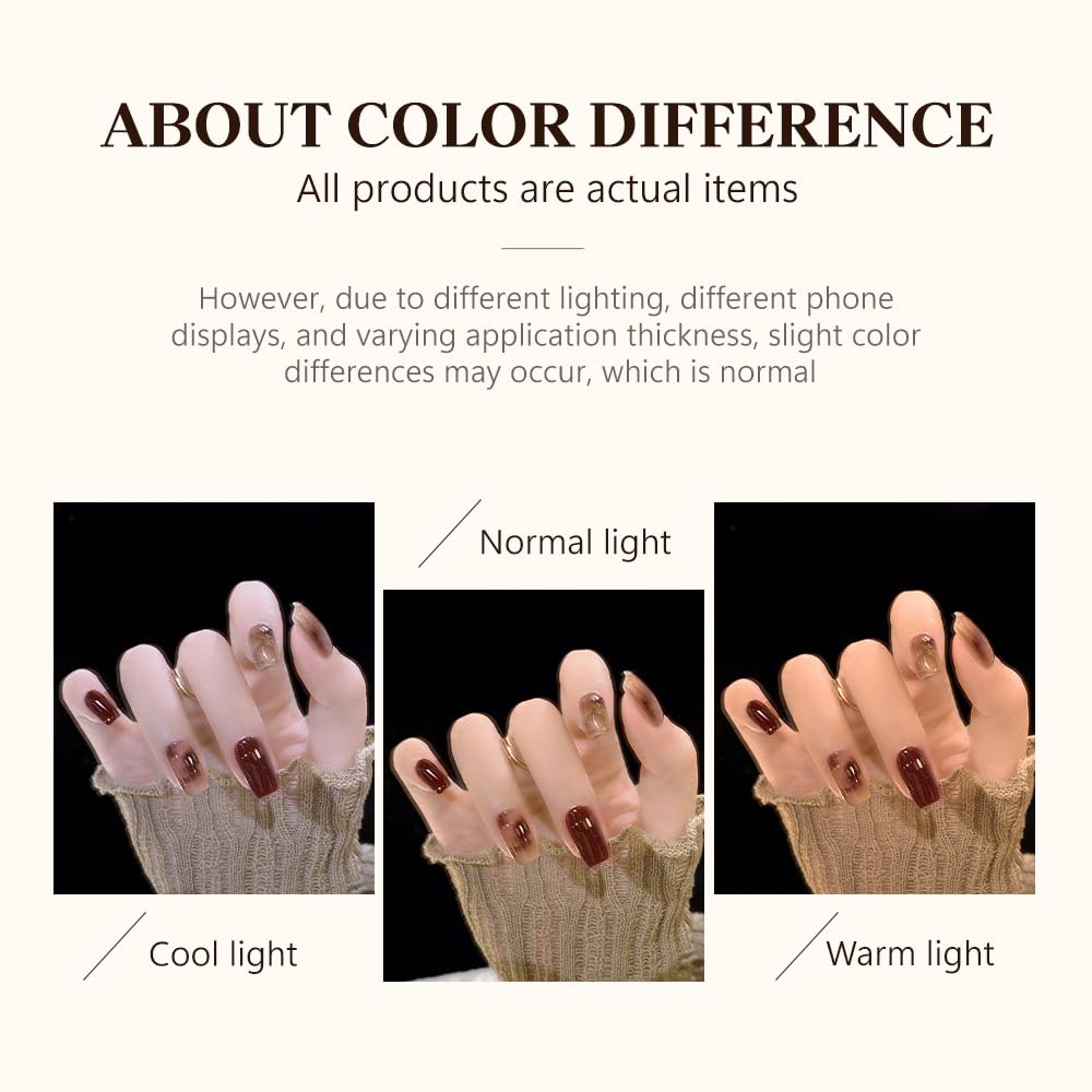 2Pcs Tortoiseshell Amber Gel Nail Polish Set - Brown Caramel Soak Off UV Gel Polish, Long Lasting, Trendy Fall Winter Nail Art Kit (Amber Brown 04)