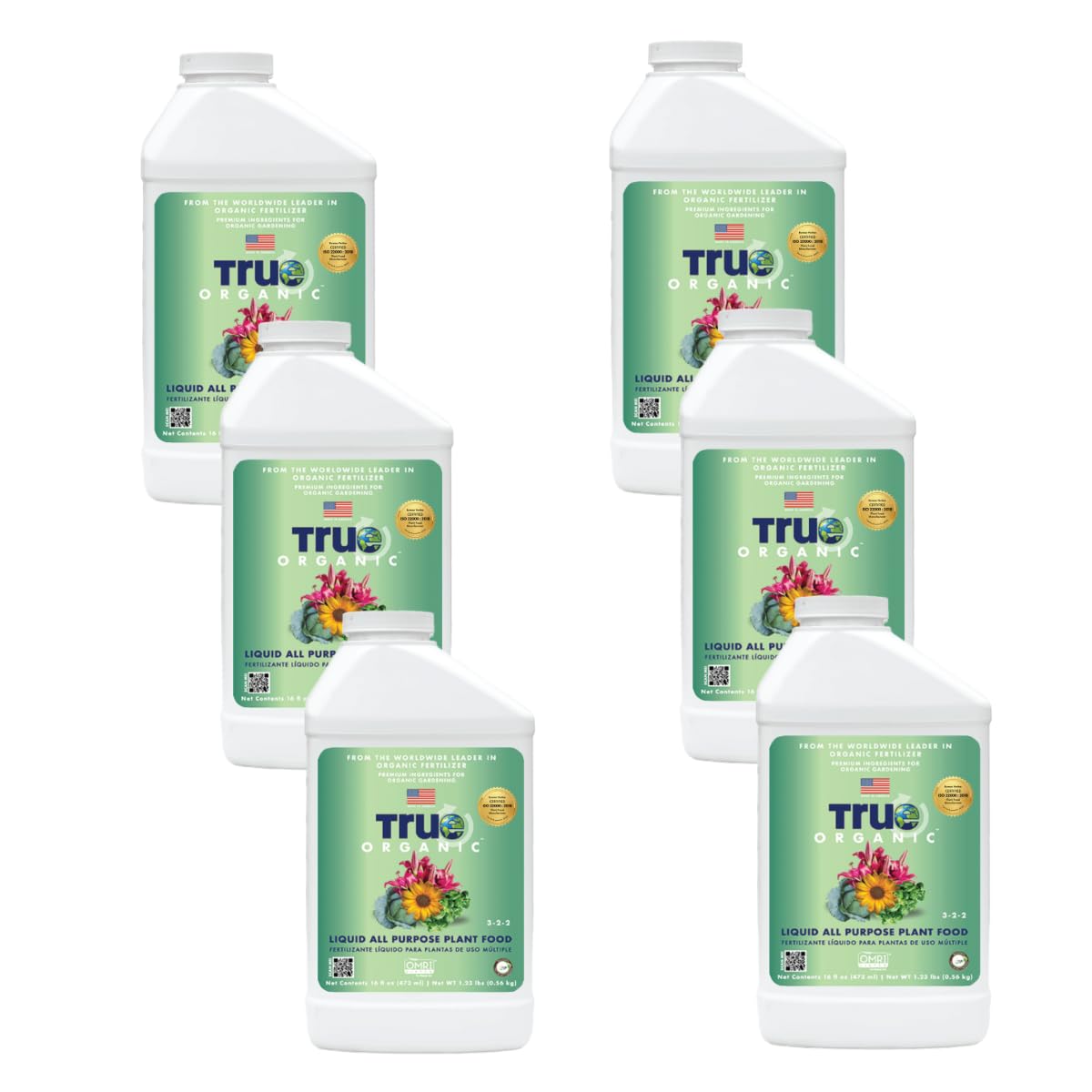 True Organic Liquid All Purpose Plant Food â Organic Fertilizer for Fruits, Flowers, Vegetables, Herbs & Foliage â Indoor & Outdoor Use â 32 fl. oz. â Covers 60 sq. ft.- Case of 6