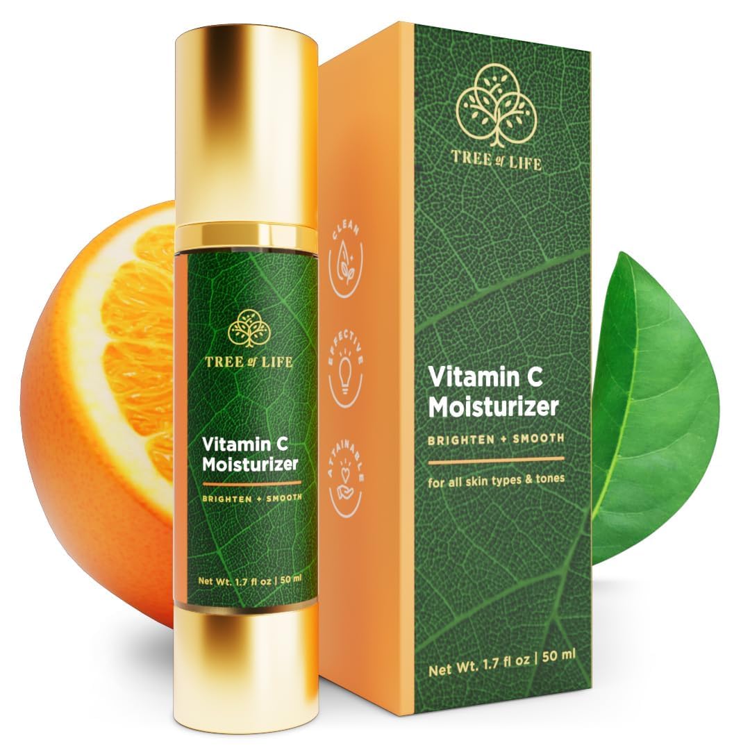 Tree of Life Beauty Moisturizer, Hydrating, Anti-Aging, Reduces Dark Spots & Fine Lines, Brightens, Firmer and Smoother Skin Non Greasy - Vitamin C 1.7 Fl Oz