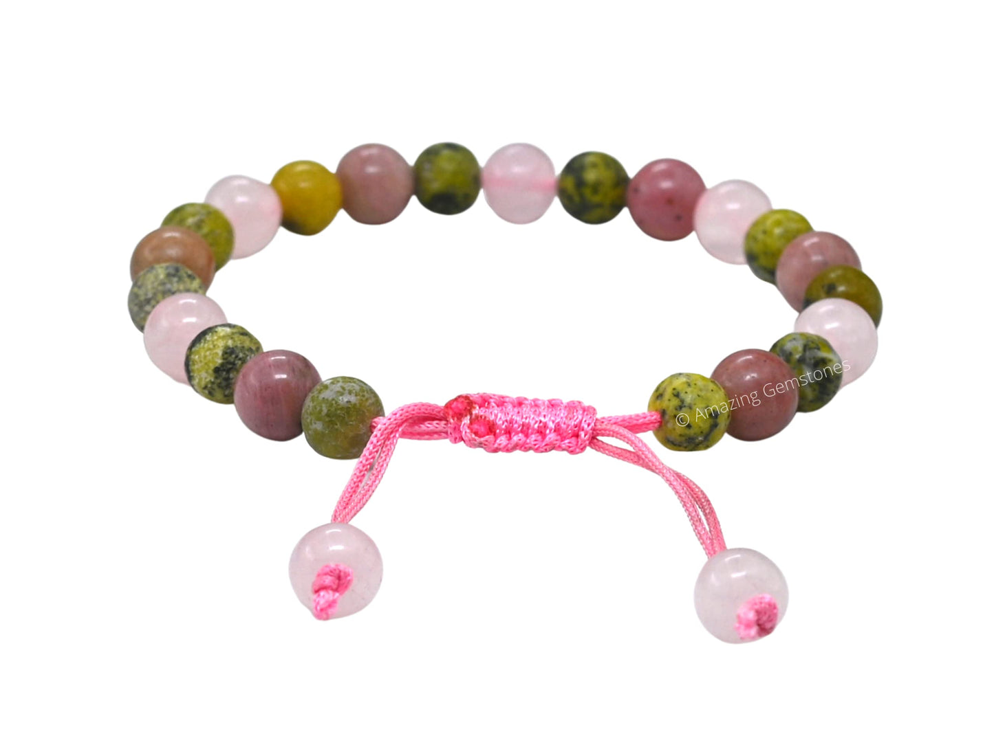 Amazing Gemstone Love Manifestation Bracelet - Serpentine Rhodonite Rose Quartz Bracelet Set for Men Women Healing Calming Anxiety Stress Relief Gifts Pulseras Para Hombres Mujer Stuffer (Adjustable)