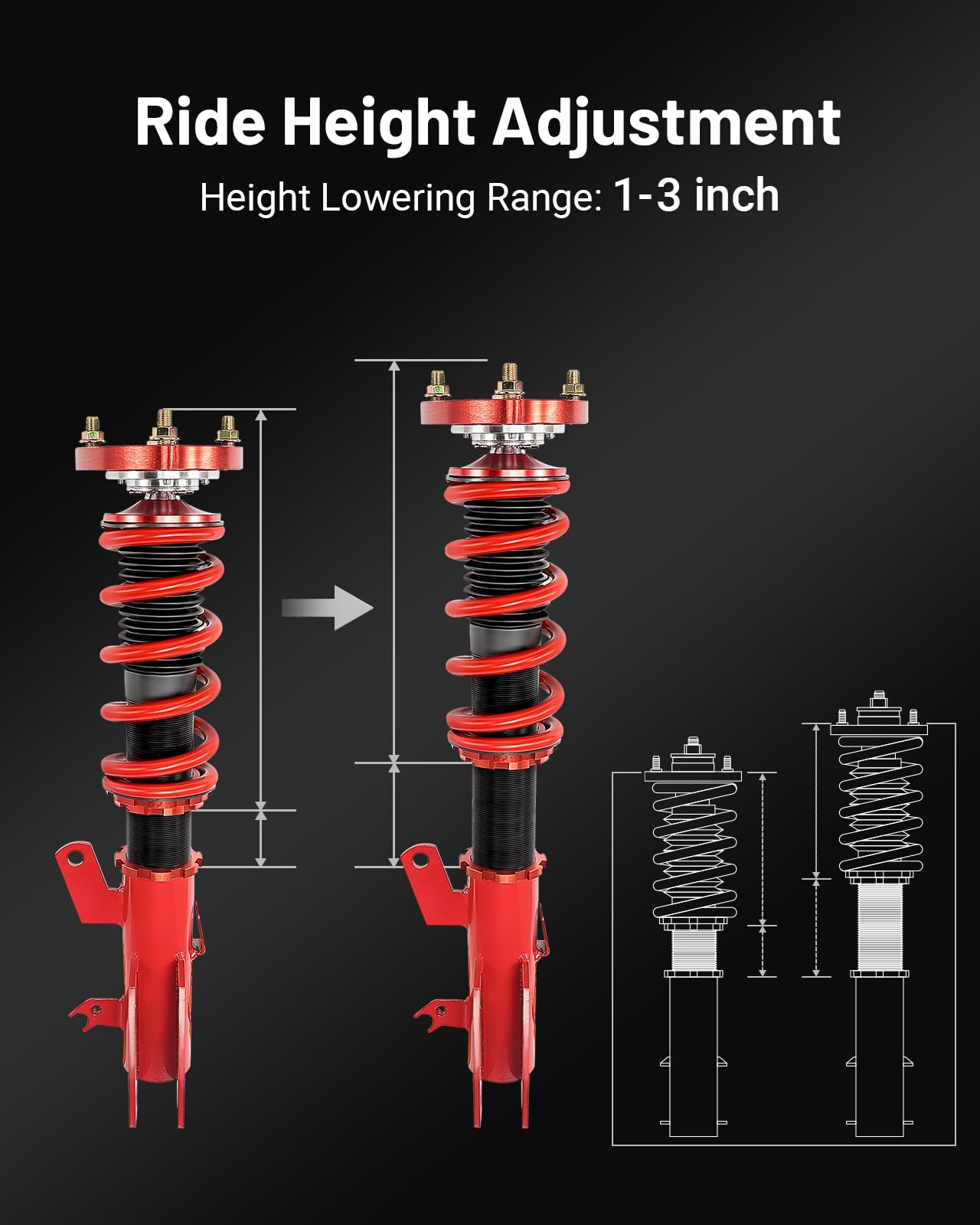 EVIL ENERGY Coilovers Compatible for Honda Civic 2012-2015 FG3/FB2（Excluding 2014-2015 Si model）, for Acura ILX (DE) 2013-2016, Twin-Tube Coilovers Suspension Kit, Height Adjustable Lowering Kit