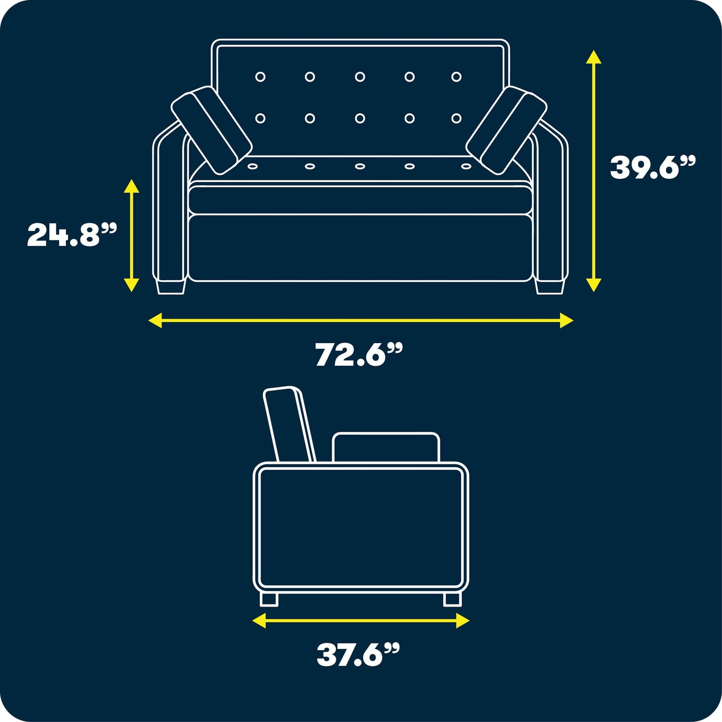 Serta Ainsley 72.6" Convertible Sleeper Sofa, Queen Size, Dreamcoil Comfort, Soft Woven Fabric, Light Grey