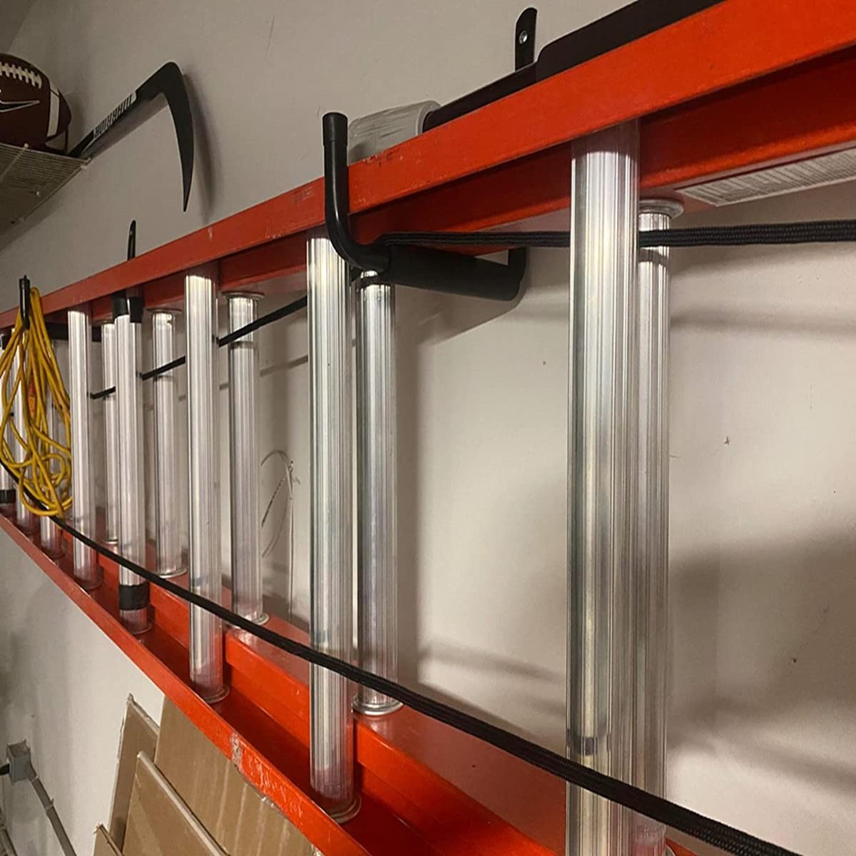 Naikozmo Garage Storage Ladders Hooks, 6 Pack Heavy Duty Utility Hanger, 9.8IN Wall Mount Rack Safely Holds 50 Pounds