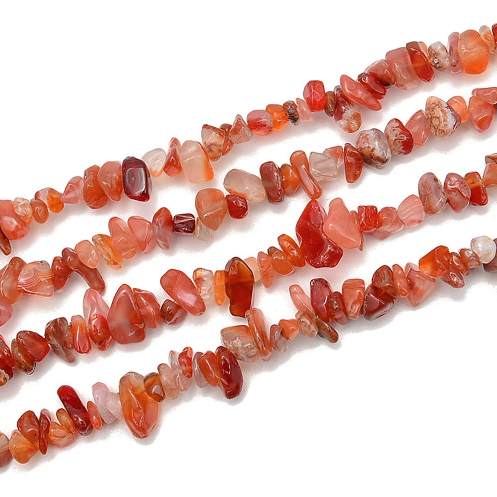 PLTbeads 5-8mm Natral Healing Gemstone Waist Bracelets Necklace Kit Irregular Stone DIY Crafts Design Jewelry Making 1 Strand per Bag Approxi 34 inch (Red Agate Chips)