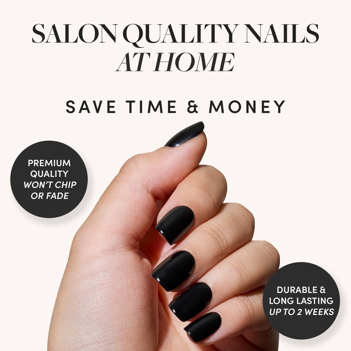 Glamnetic Press-On Nails Bundle - Midnight Romance & Jet Black | Short Squoval Black Fake Nails with Magnetic Cat-Eye Design | Short Squoval Black Fake Nails with a Glossy Finish | Durable, Salon-Qual