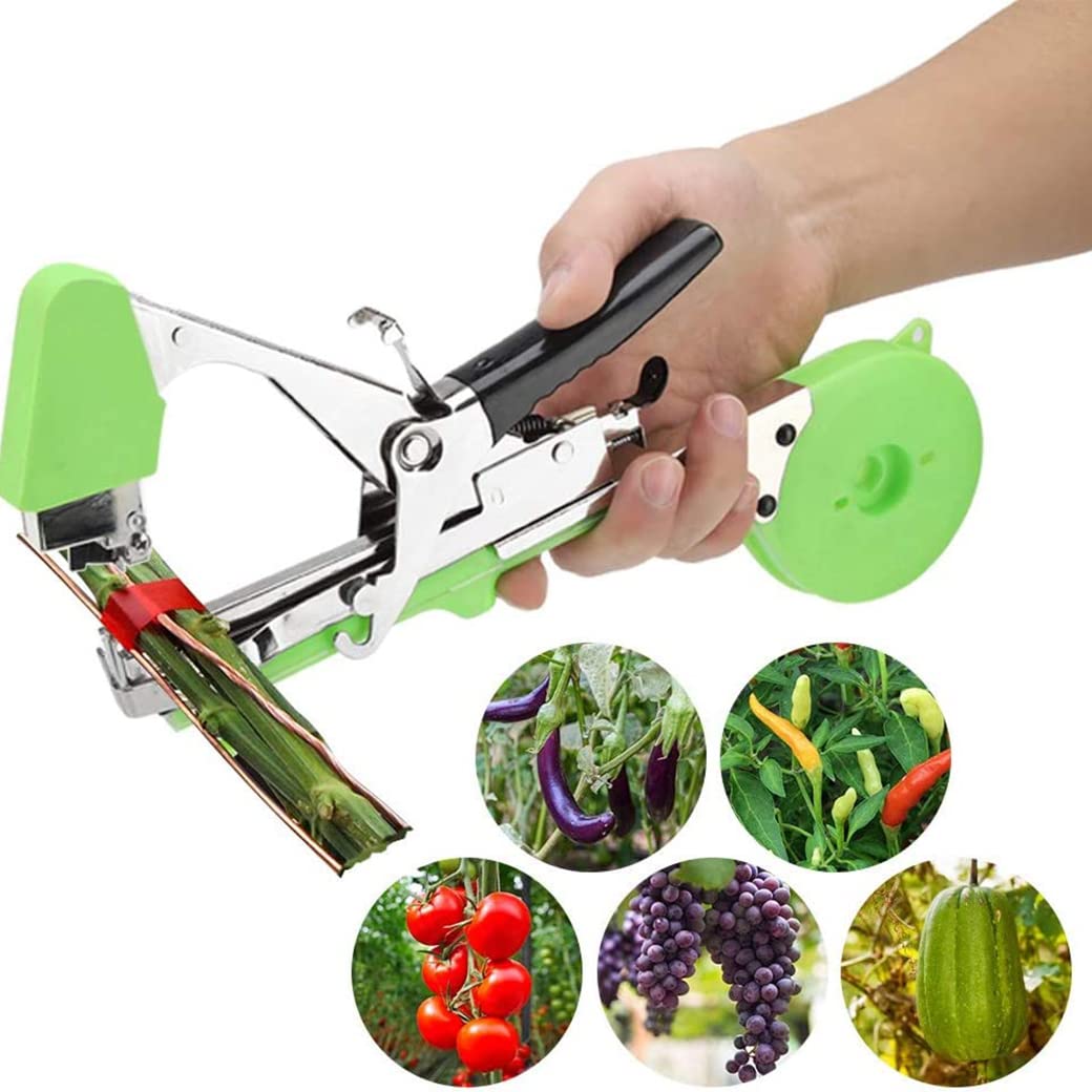 Plant Tying Machine Tool,Vegetable Gardening Tools with 10000pcs Staples 20 Rolls Tape and Replacement Blade for Grapes,Raspberries,Tomatoes,and Vining Gardening Tying Tool(Orange)