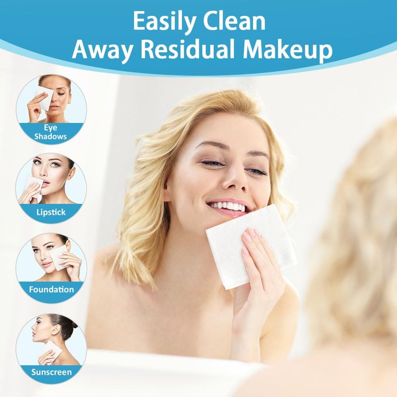 HOMEXCEL Face Towels 50 Count, Disposable Makeup Remover Wipes, Super Soft Biodegradable Dry Facial Hand Clean Facial Towels Wash Cloth
