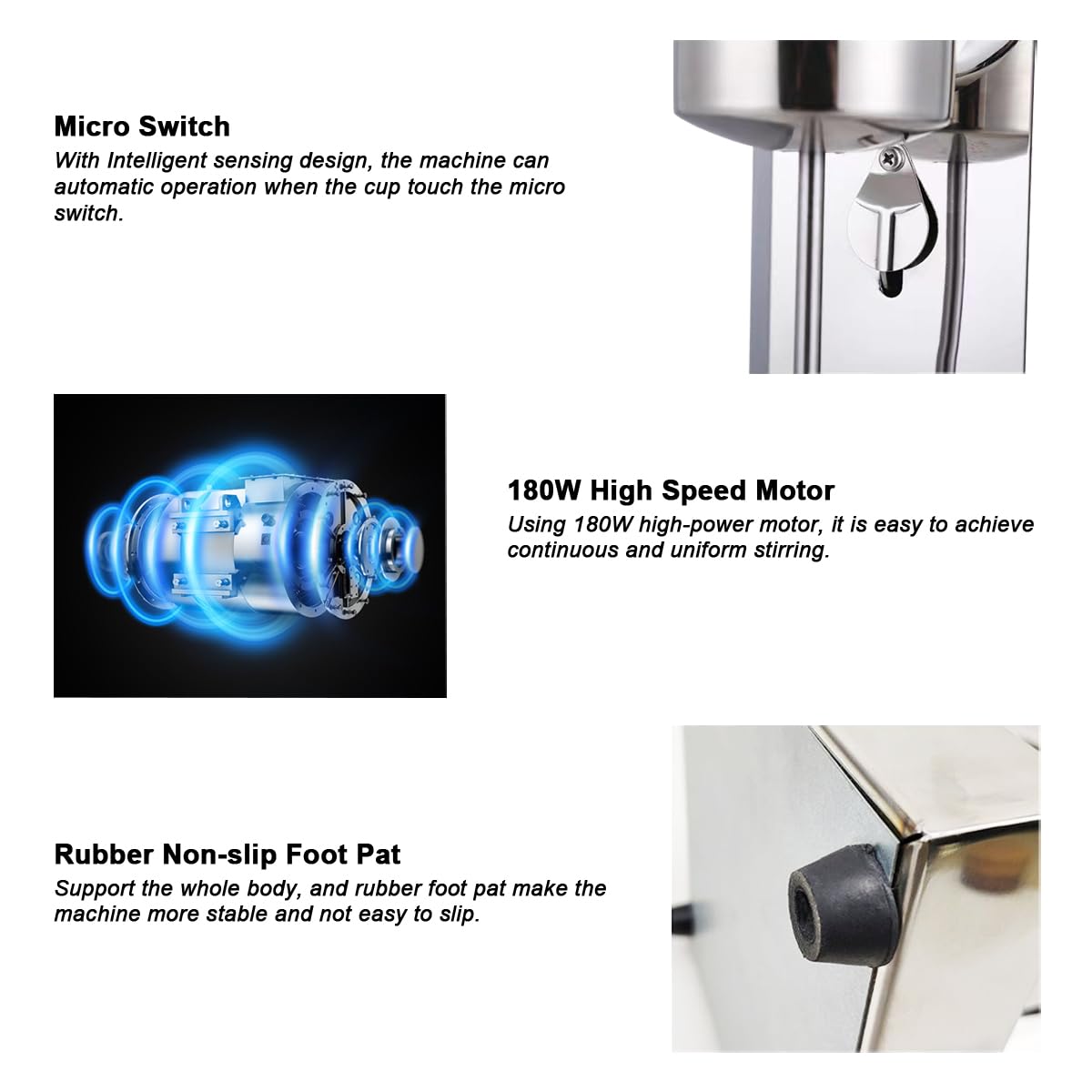 INTBUYING Dual Head Milkshake Machine Stainless Steel Milk Shake Machine 2 Speed with Mixing Cup, Smoothie Mixer Blender Cocktail Maker Commercial Milkshake Mixer