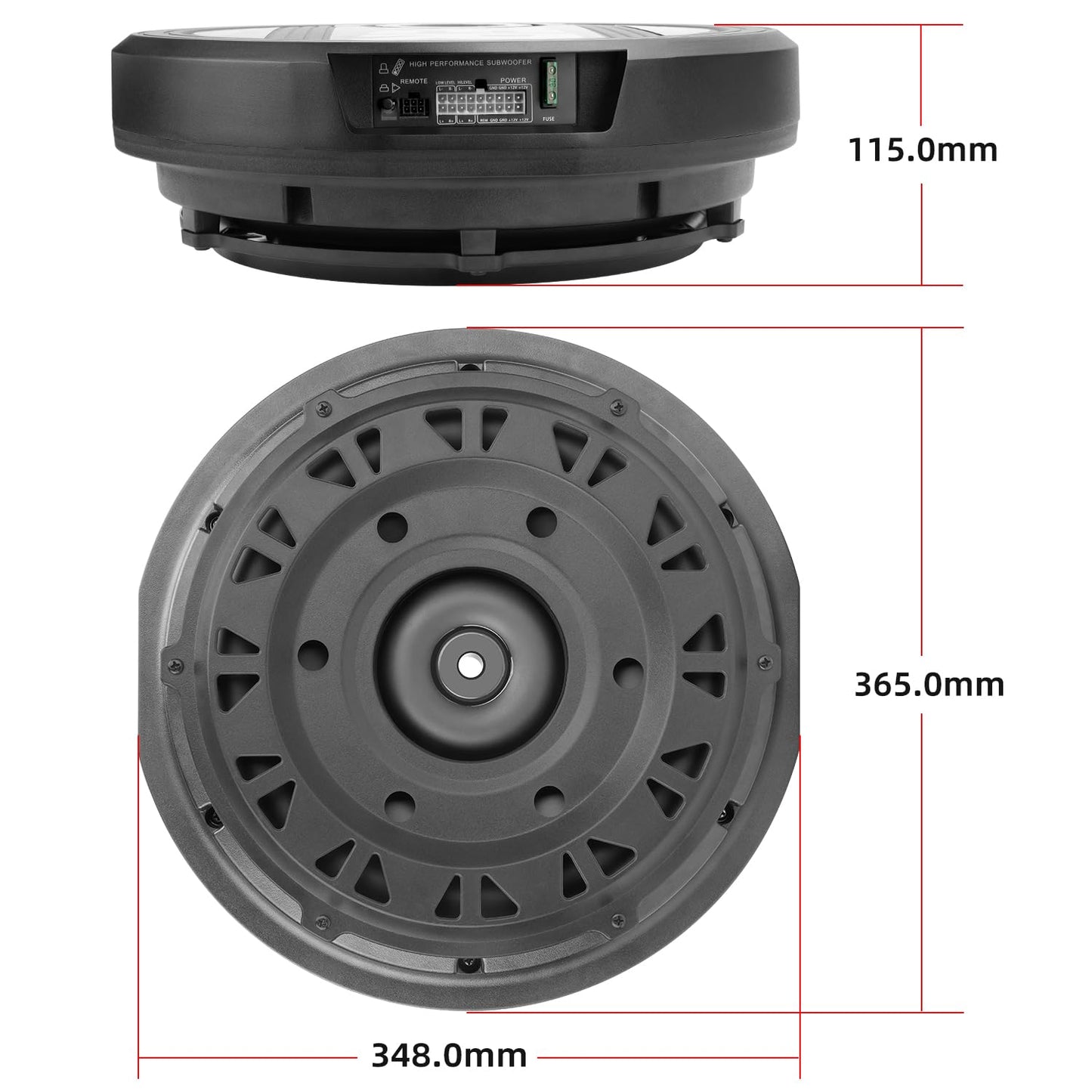 12" Active Spare Tire Subwoofer - 1600W Power, Plug & Play Car Subwoofer with Remote Control | Specifically Designed for Spare Tire Well | Deep Bass Car Amplifier Audio System, Easy Installation