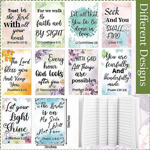 150 Pcs Christian Gift Set for Mother's Day, 50 Religious Bible Verse Pens 50 Inspirational Journal Christian Notebooks and Organza Gift Bag Church Gifts in Bulk for Women Men Prayer(Flower)