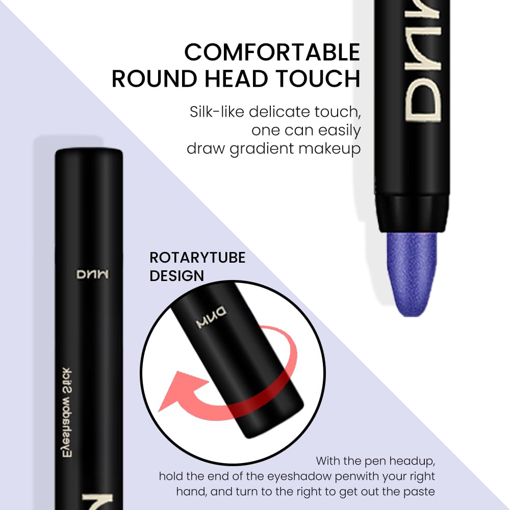 Kaely 2Pcs Cream Eyeshadow Sticks Set for Eyes Waterproof,Midnight Blue Shimmer & Blue Shimmer Matte Eye shadow Stick Pencil Pen Bulk sombras en crema para ojos 31+32