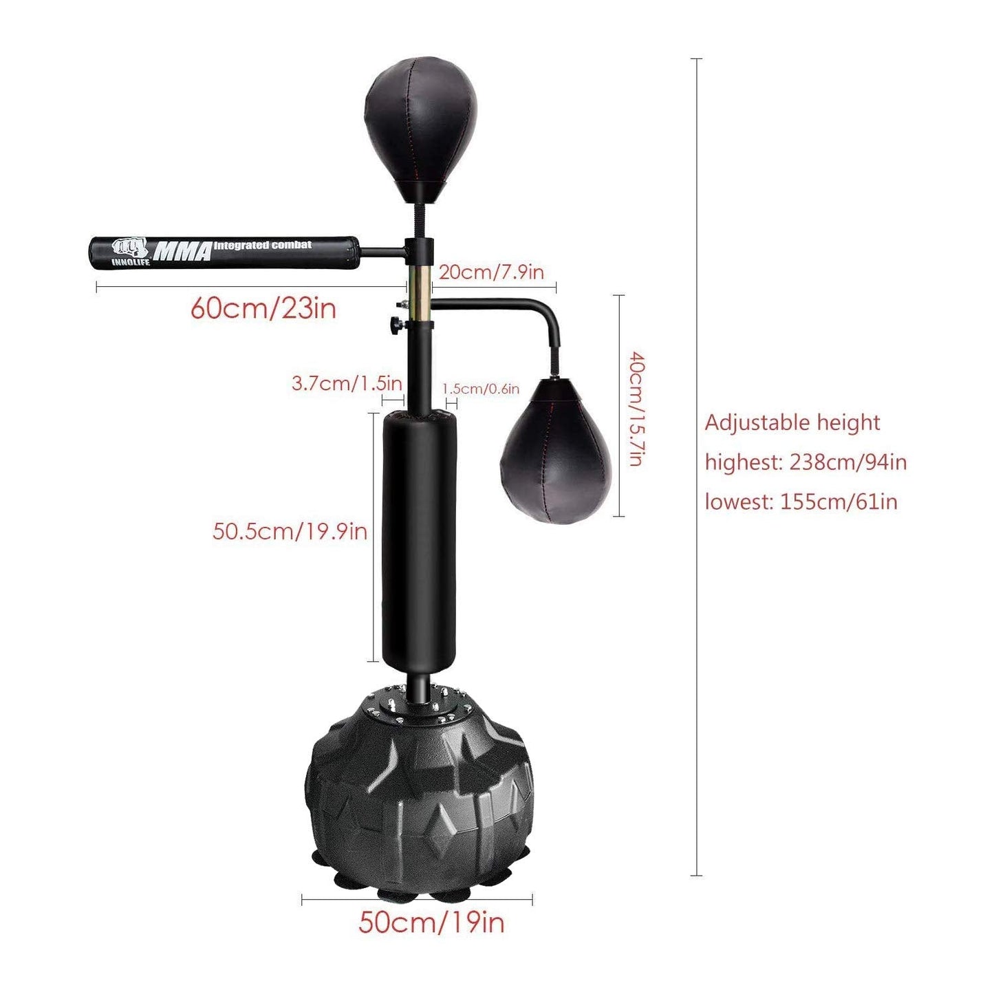 InnoLife MMA Boxing Speed Trainer Punching Spinning Bar with Dual Punch Head