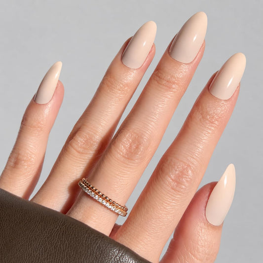 PaintLab Press On Nails - Nude Heels Almond Fake Nails, 24 Nails in 12 Sizes with Glue, Reusable Salon Quality Press On Nails