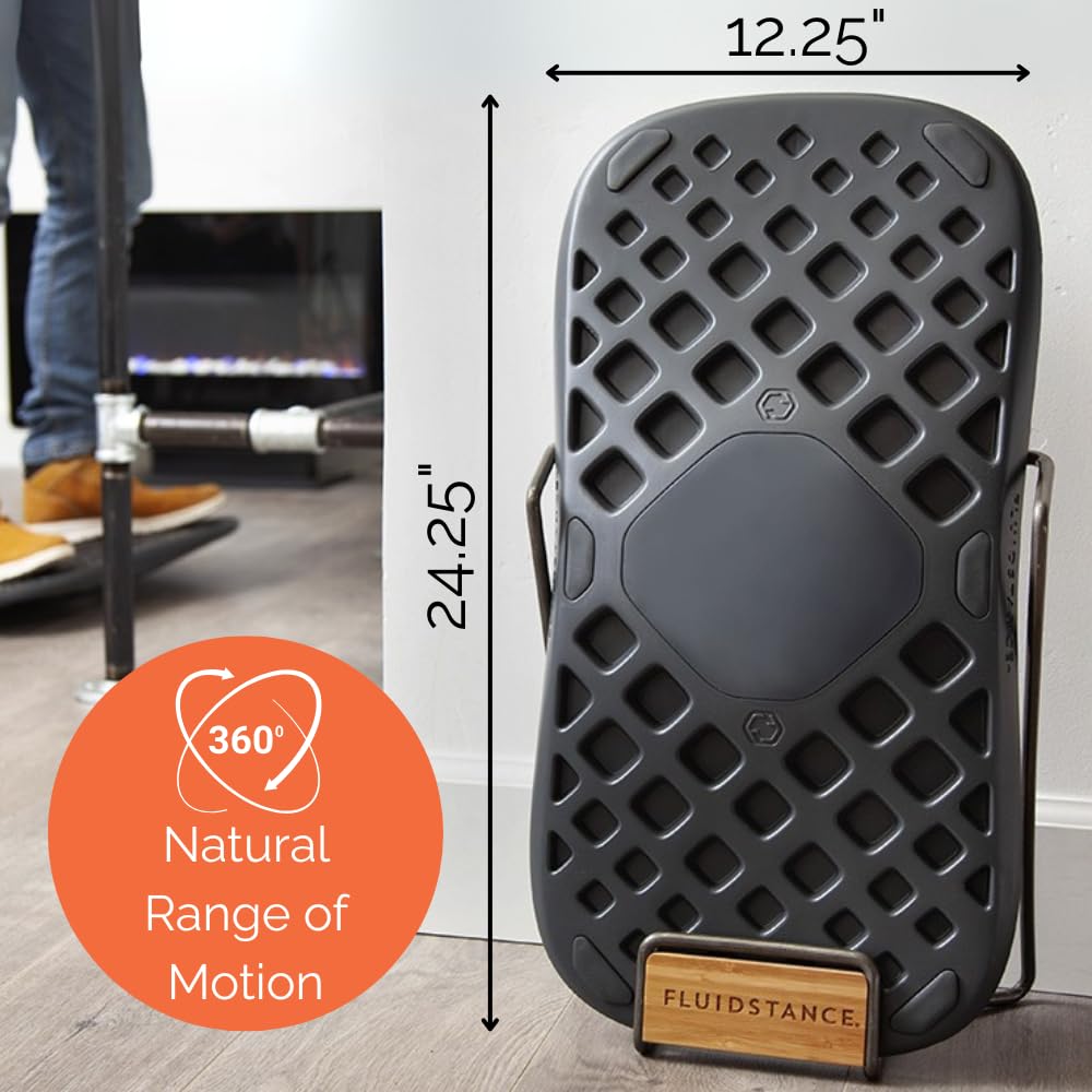 FluidStance Adult Balance Board for Standing Desk - Anti Fatigue USA Made 360 Degree Rocker Wobble Board as Exercise Equipment to Increase Focus & Movement - Sustainable Anti-Slip Plane Standing Board