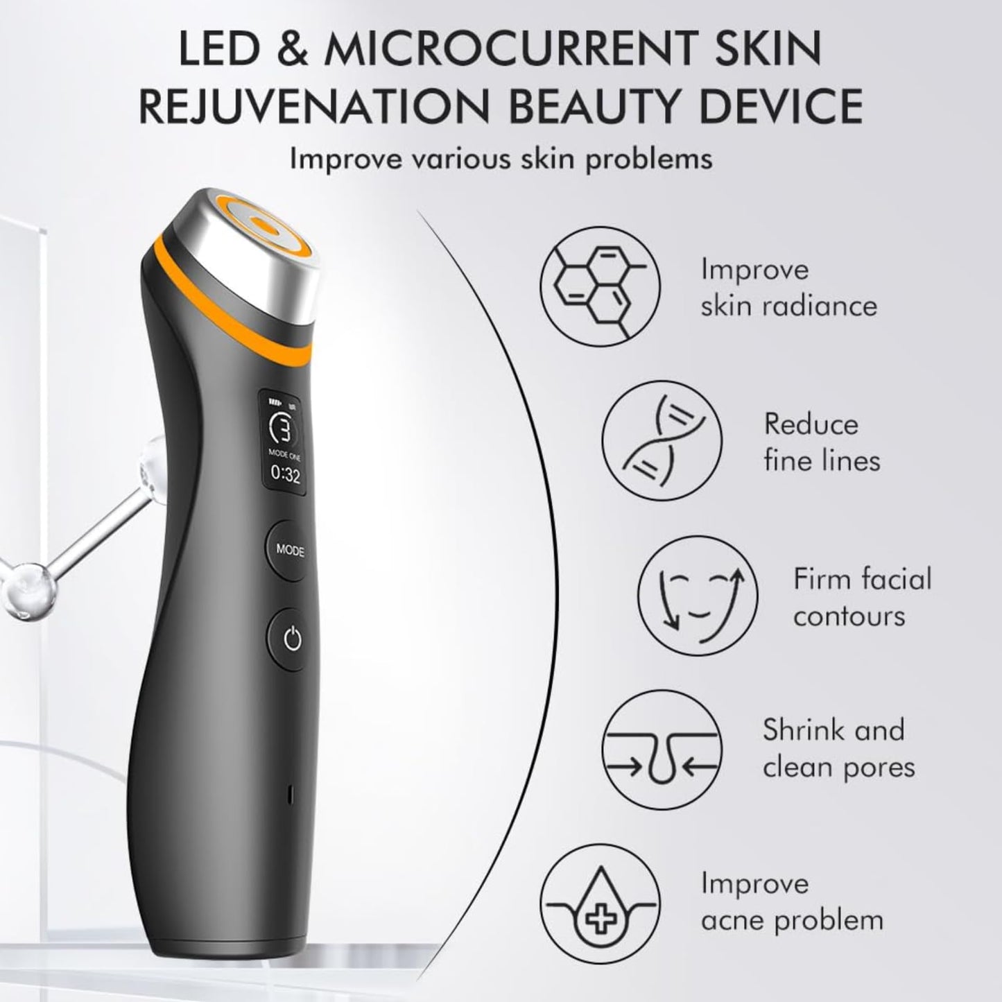 Pro Anti-Wrinkle Device| 6-in-1 Real Glass Glow Beauty Massager with 5 Modes | Looking Glass Skin | Korean Skin Care Enhanced Absorption, Elasticity,Facial Neck Lifting, Firming and Pore Care