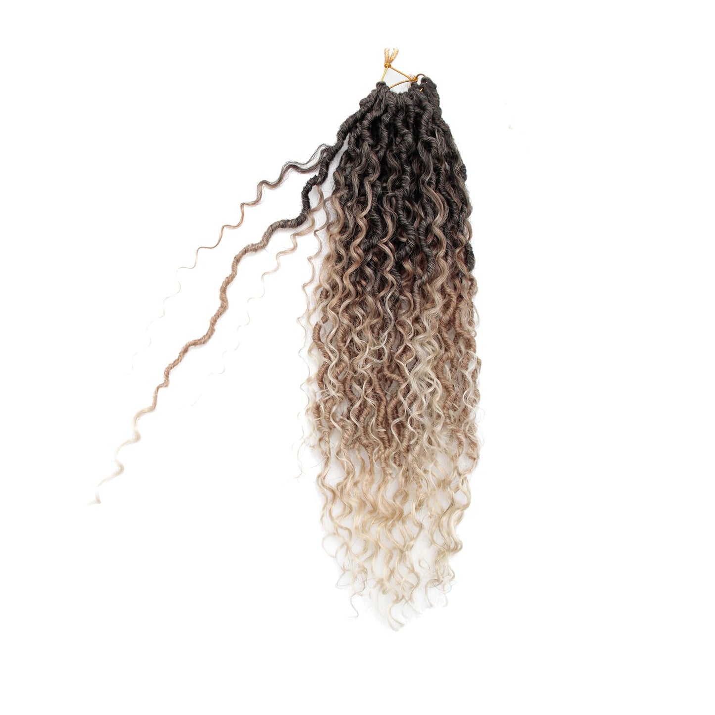 Goddess Locs Crochet Hair 18Inch 8Packs Crochet Locs,Boho Faux Locs With Curly Ends River Hippie Locs Bohemian Locs Crochet Braids(1B/27/613, 18inch(Pack of 8))