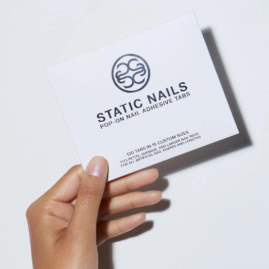 Static Nails Pop-On Adhesive Sticky Tabs (120 Count, 15 Custom Sizes) | Jelly Double Sided Press On Nail Glue Stickers for All Fake Nail Shapes & Lengths | No Glue Needed Adhesives for Press Ons