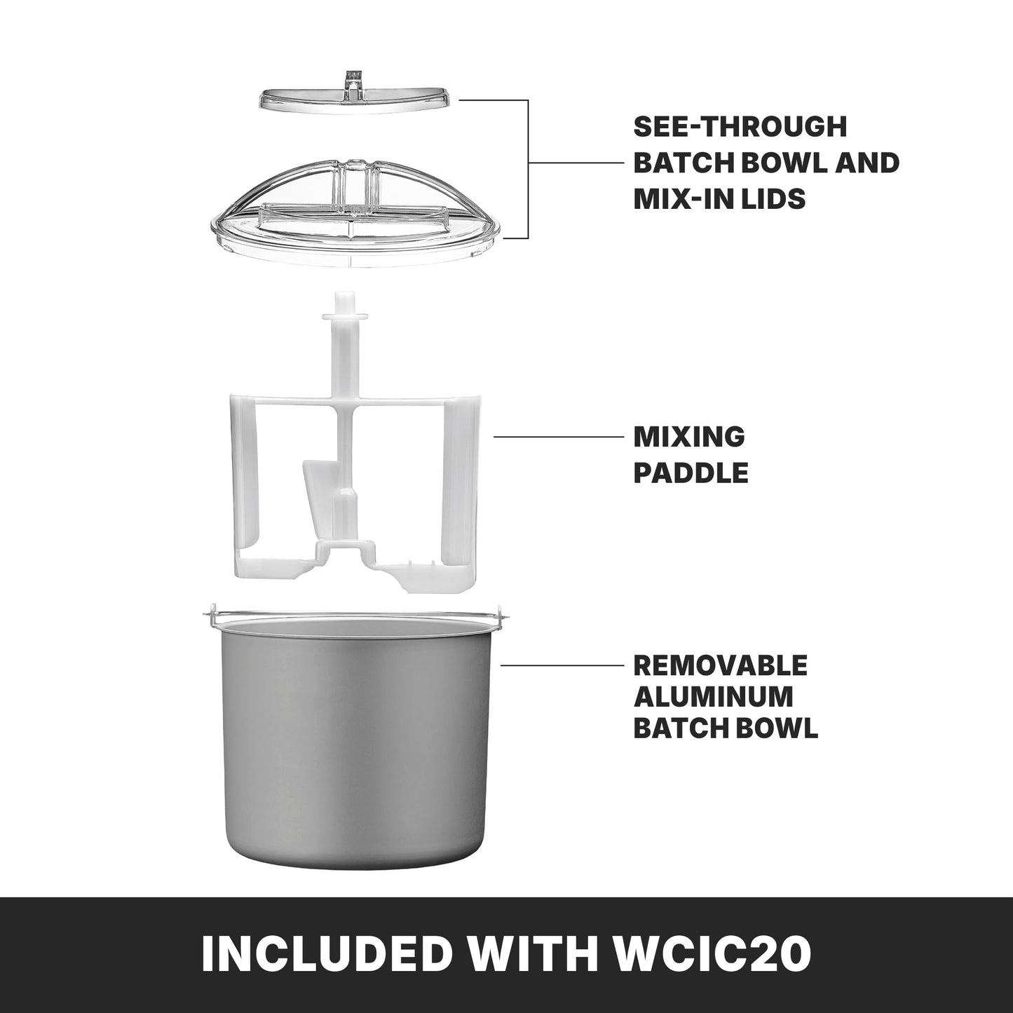 Waring Commercial WCIC20 2 Quart Capacity Ice Cream Maker with Built in Compressor, 180W, 120V, 5-15 Phase Plug