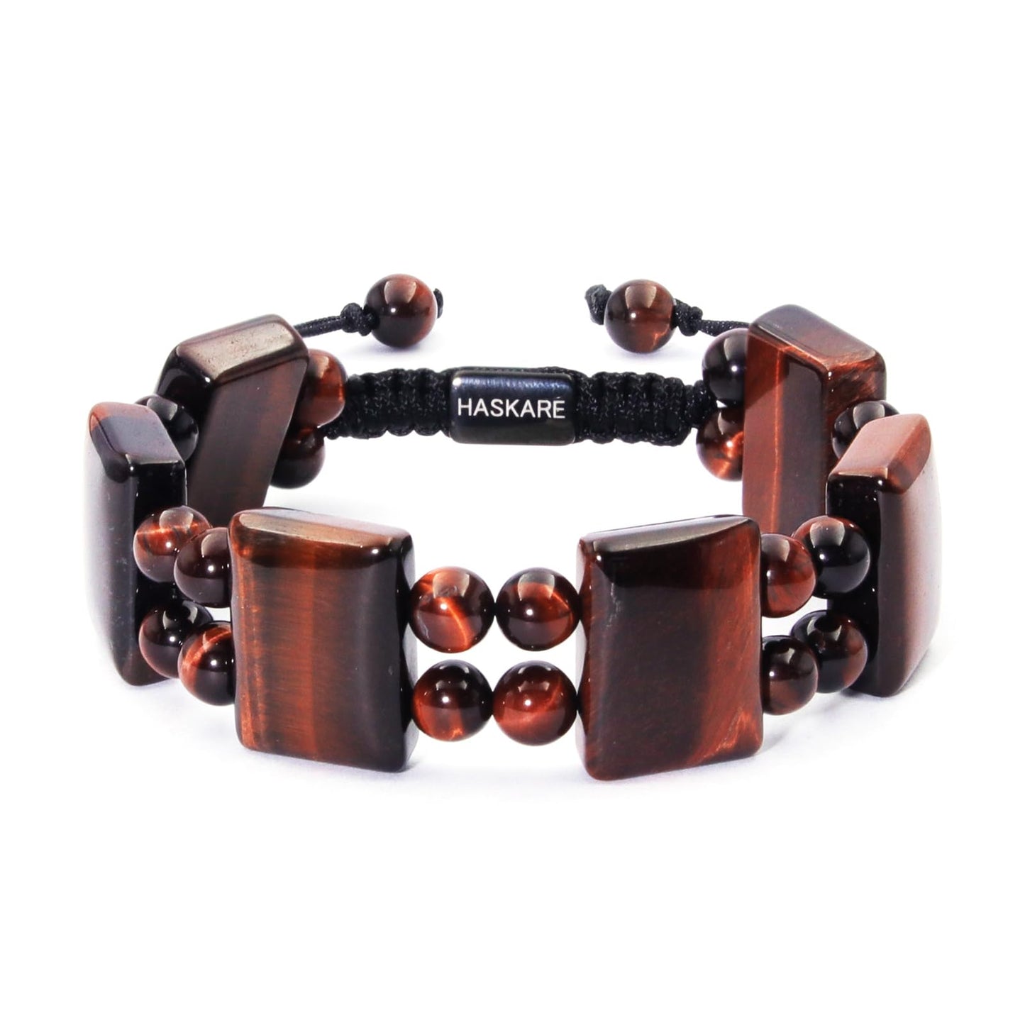 HASKARE Unique Tigers Eye Red Beaded Bracelets for Men, Authentic Mens Bracelet Protection Crystals Tiger Eye Stone Beads Bracelet, Premium Stone Mens Jewelry Macrame Gemstone Good Luck Gifts for Him
