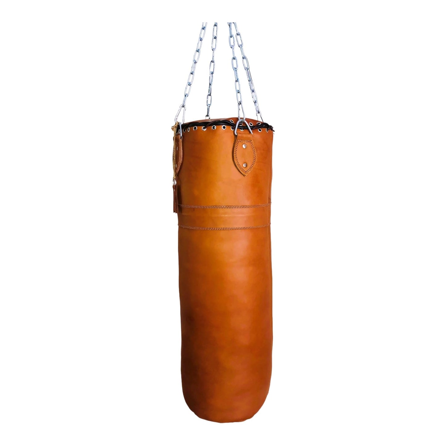 Geoffrey Vintage TAN Leather Boxing Gym Punching TraIng Bag with Chains - Retro 100CM