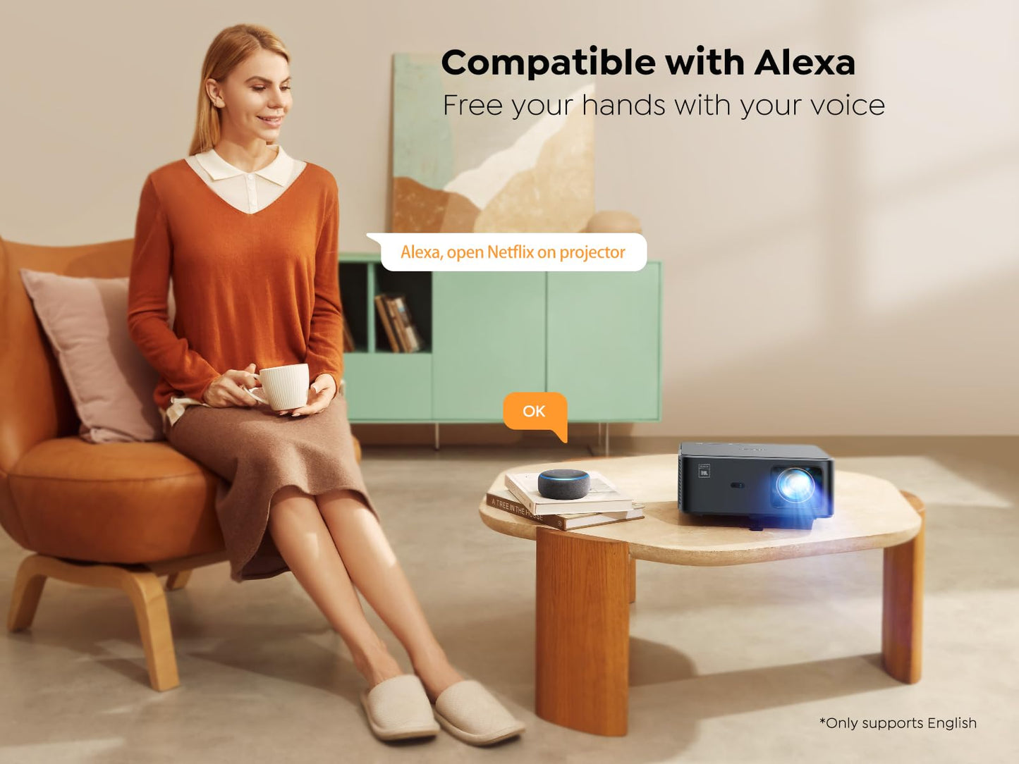 YABER K2s Pro 4K WiFi 6 Projector with Google TV, JBL Sound, Dolby Audio, Auto Focus, Native 1080P, Netflix Compatible