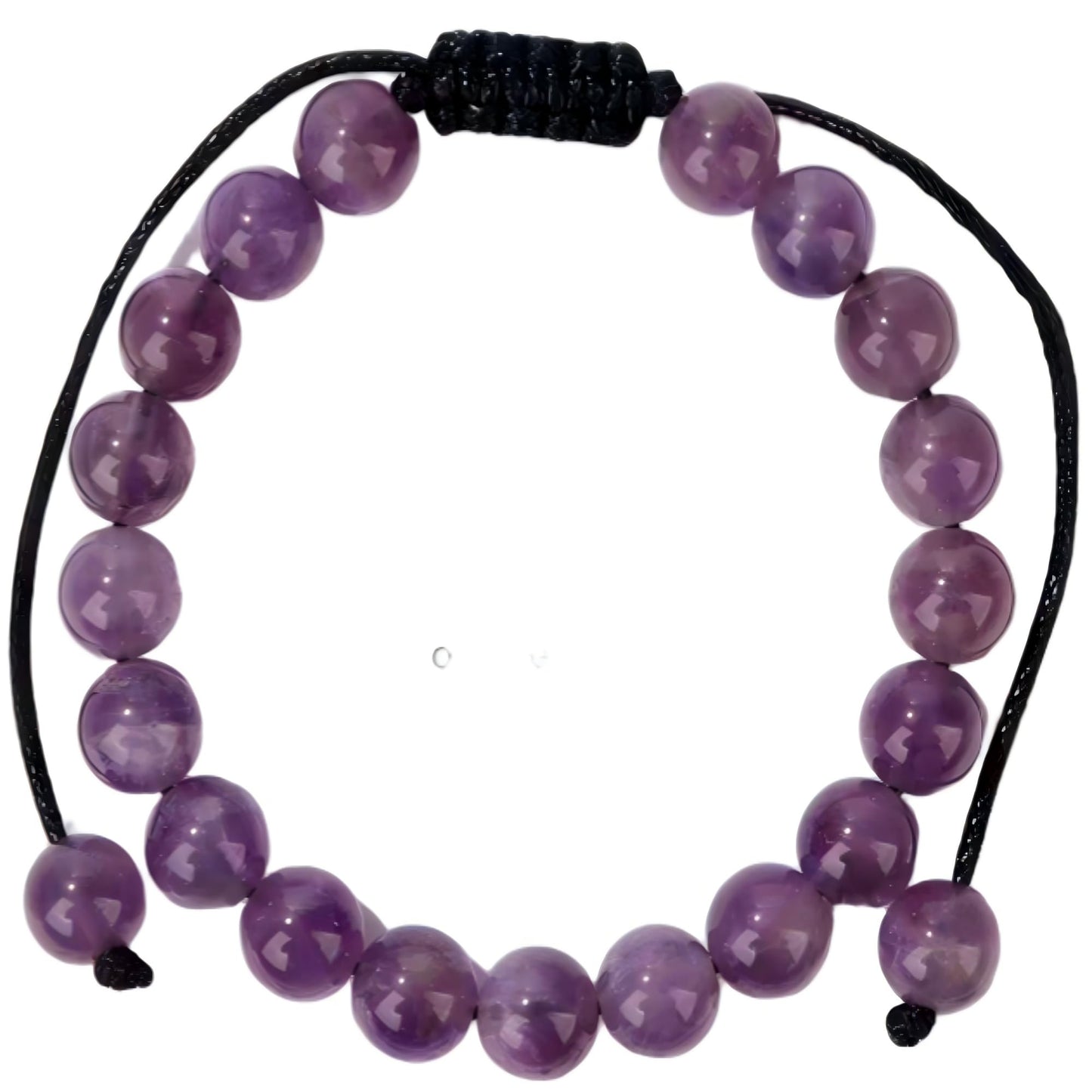 Rosolaratop Natural Amethyst Beaded Bracelet, Purple Gemstone, Round Polished Beads, Stretch Style (8MM buckle)