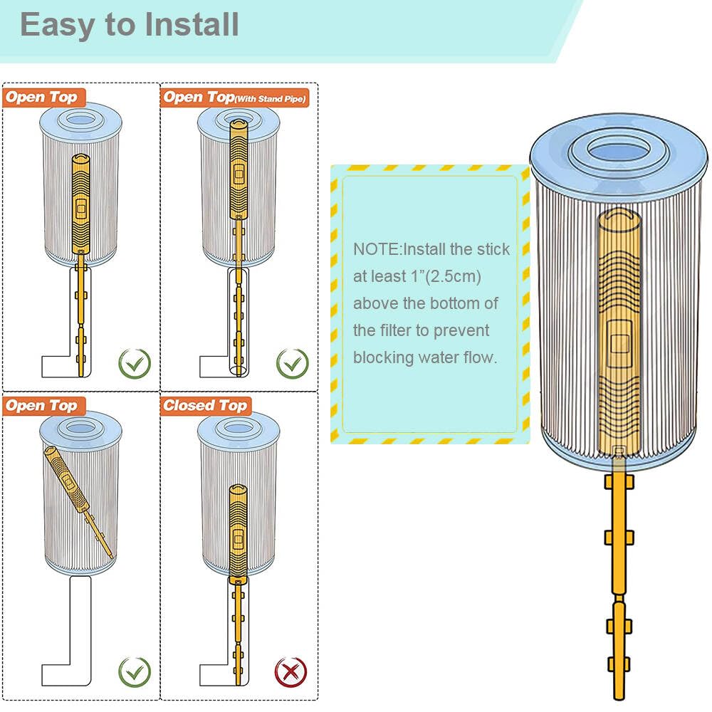 OBMAO Spa in-Filter Mineral Sticks Parts for Hot Tub Filter Cartridge with 4 Months Lifetime Universal for Pool&Hot Tub to Keep Water Clear(Yellow,4PCS)