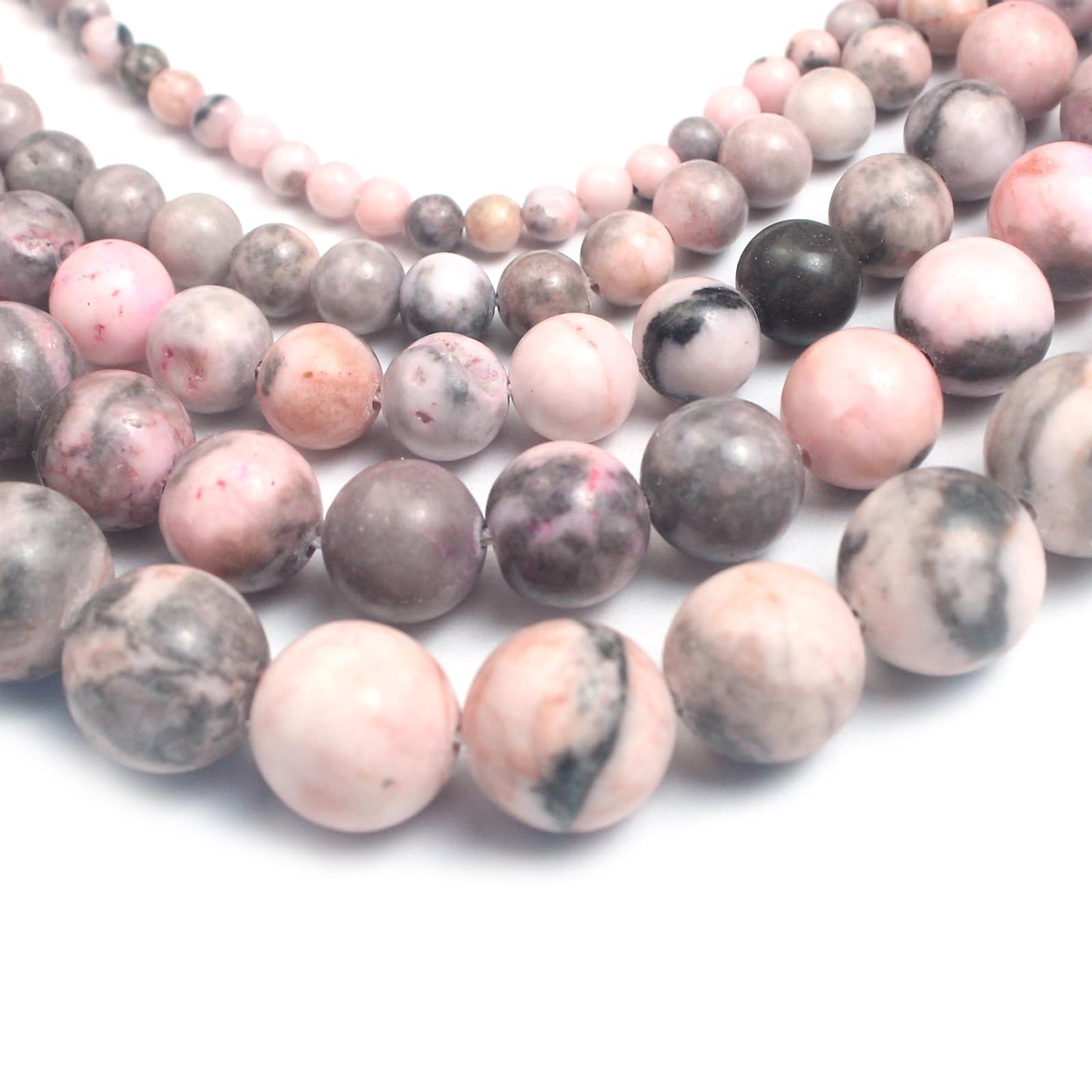 Cynbpm Natural Stone Beads for Jewelry Making Bracelet Adults Crafts Gemstones Necklace Supplies Embroidery Pink Zebra Loose Beads 6mm