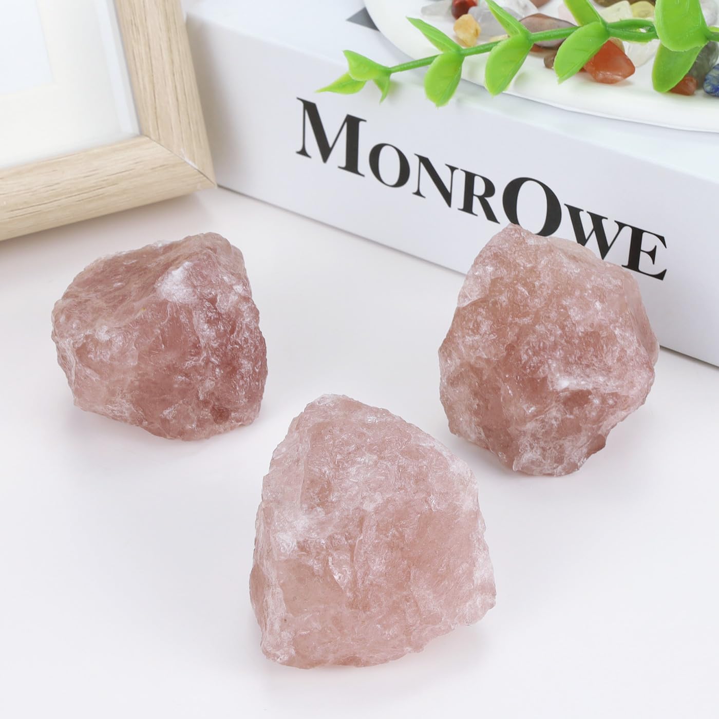 XIANNVXI Strawberry Quartz 1.8-2.2" Large Raw Crystals and Healing Stones Natural Rough Crystal Rocks for Decor Gifts Tumbling Cabbing Polishing Fountain Rocks 1PCS