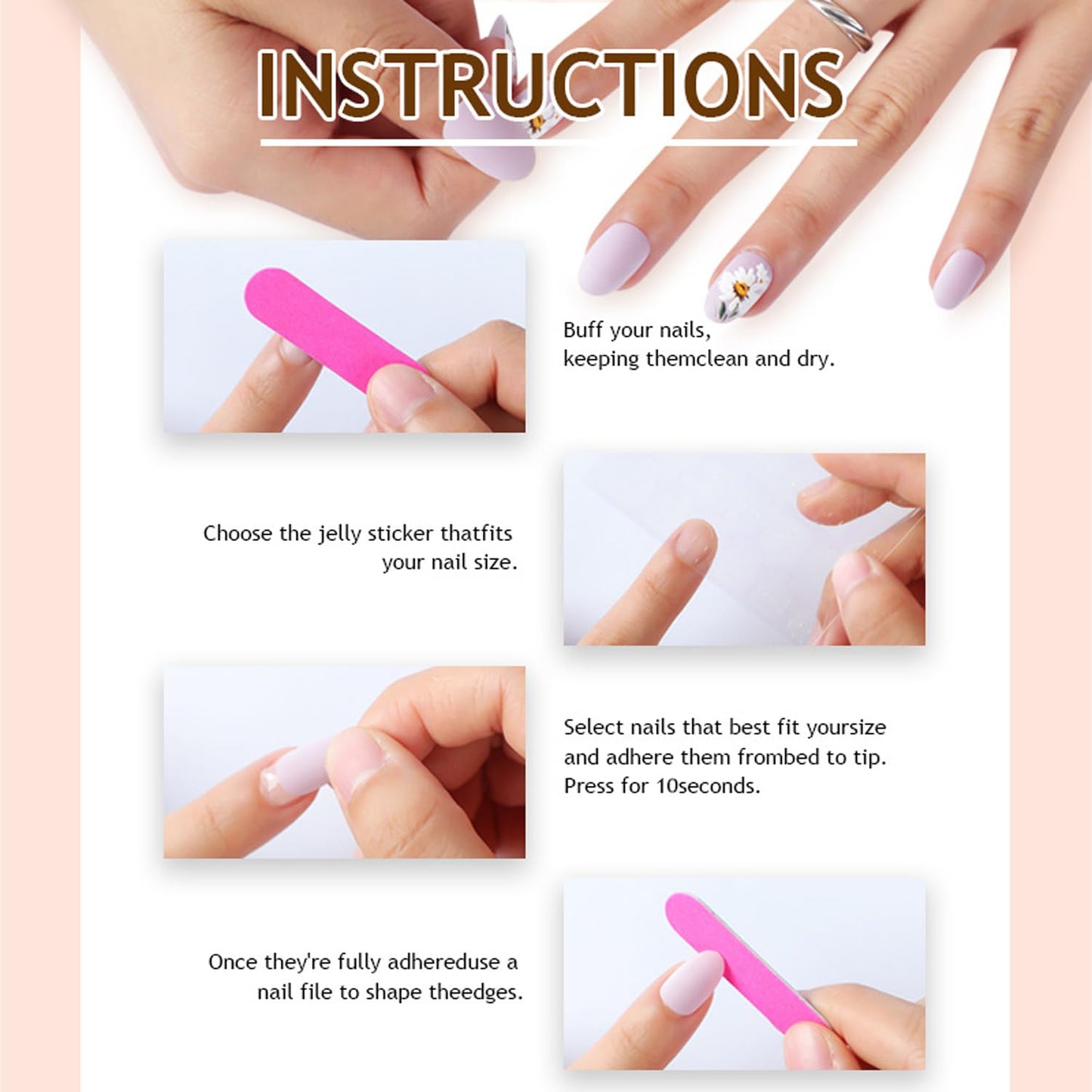 Long Stiletto Press On Nails French Tip Fake Nails Flower With 3d Wave Design Purple False Nails Full Cover Artificial Acrylic Nail Summer Stick On Nail For Women 24pcs