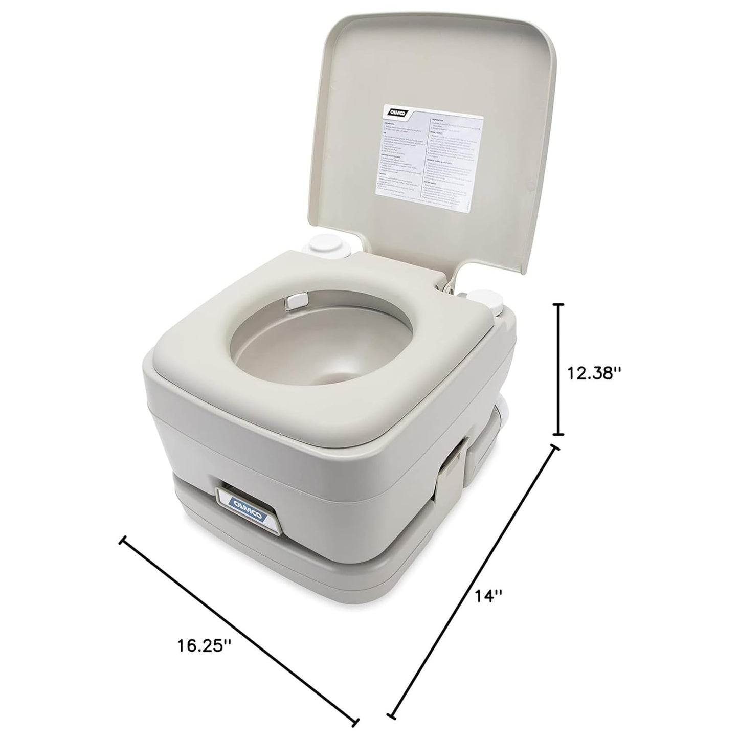 Camco 2.6-Gallon Portable Toilet - Features Detachable Holding Tank w/Sealing Slide Valve & Bellow-Type Flush - Easy Transport w/Compact Lightweight Design & Carry Handle - Gray (41531)