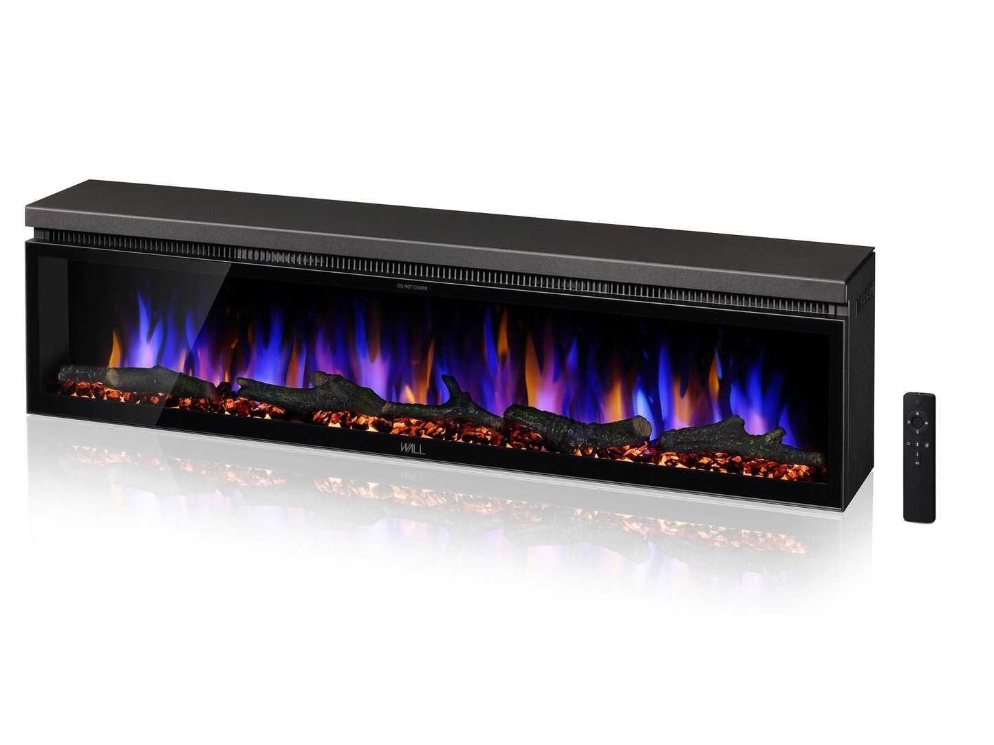 WALL FLAMEBAR Electric Fireplace Freestanding, Wall Mounted, Movable w/TV Stand – WiFi Enabled,750/1500W Heater, 1500 Flame Color Combinations, for Living Room or Bedroom, Modern 40" Wide