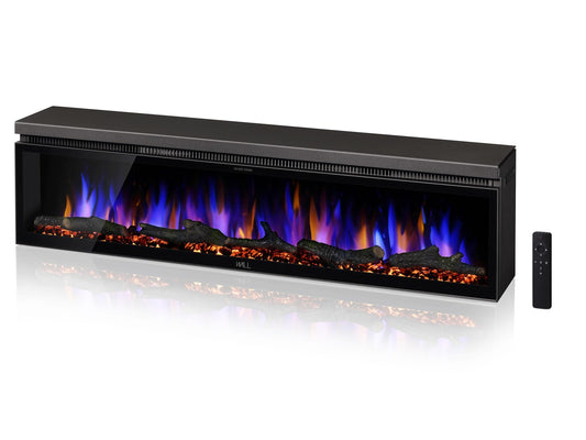 WALL FLAMEBAR Electric Fireplace Freestanding, Wall Mounted, Movable w/TV Stand – WiFi Enabled,750/1500W Heater, 1500 Flame Color Combinations, for Living Room or Bedroom, Modern 40" Wide