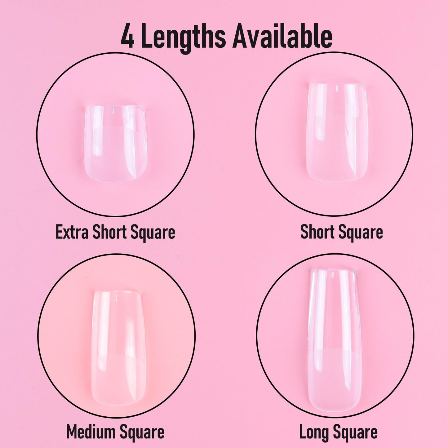 Wellquinn Square Nail Tips Extra Short Thicken Soft Gel Nails Pre-etched XS Clear Full Cover Press on Acrylic Fake Nail Extension for Manicure Salon Home DIY 360Pcs 15 Sizes Black Box Collection