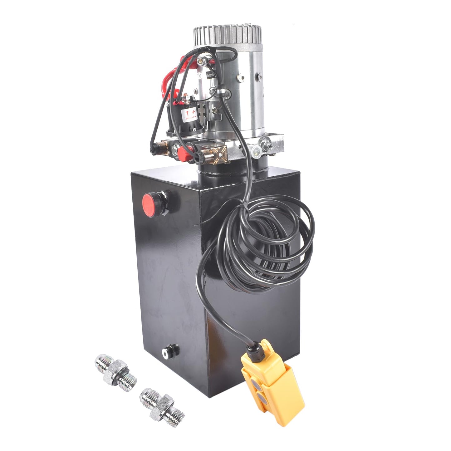 15 Quart Double Acting Hydraulic Pump 12V DC Dump Trailer Hydraulic Power Unit 3200PSI 22MPa 1.6KW with 2 Additional SAE#6 Connectors Weonefit