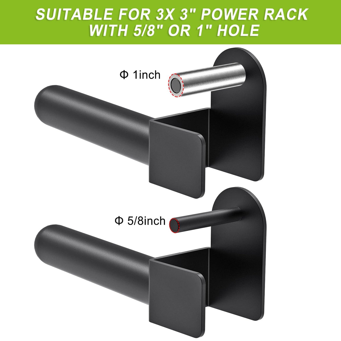 Kipika Weight Plate Holder for 3x3 Power Rack - Heavy Duty Steel Storage Rack for Olympic 2" Weight Plates - Fits 3x3 Power Rack with 1"" or 5/8"" Hole - Holds up to 300 lbs. per Rack - Set of 2"