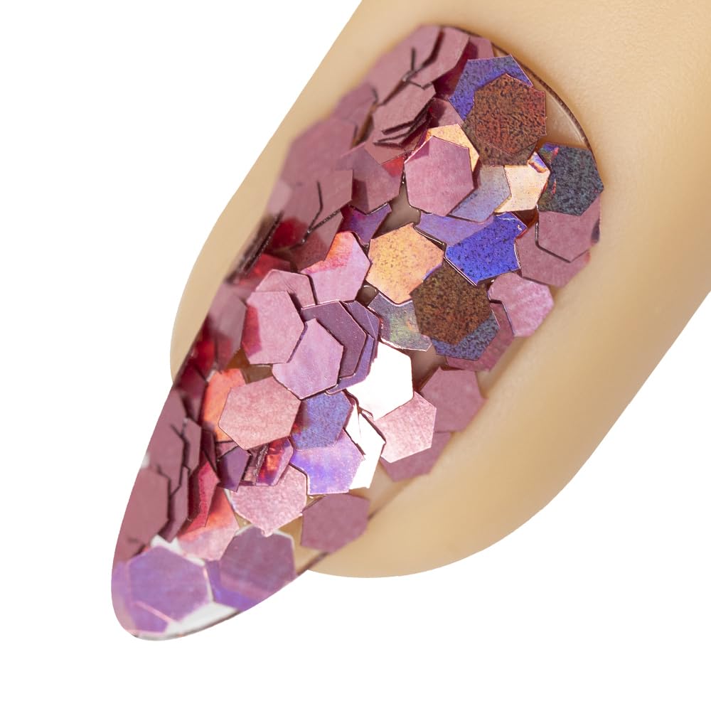 Young Nails Art Glitters - Premium Loose Nail Glitter Powder for Acrylic Nails & Gel Nails, Nail Sequins, Nail Sparkles, Nail Art Powder, Fine & Chunky Glitter, Durable, Boody Quake, 1 oz
