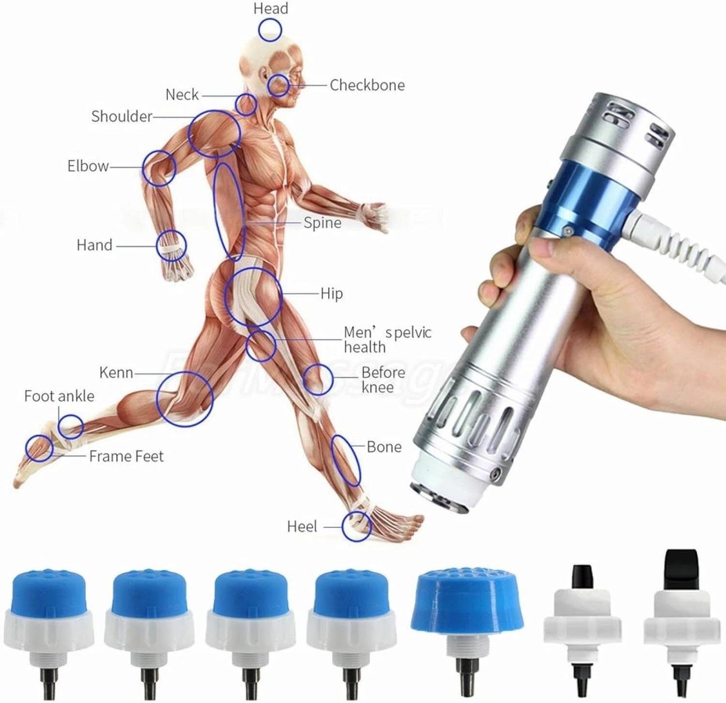 Electric Shockwave Therapy Machine for Joint Muscle Pain, Focused Shock Wave Machine with Touchscreen, Extracorporeal Shock Wave Device for Relieve Elbow Foot Knee Back Aches Home Use