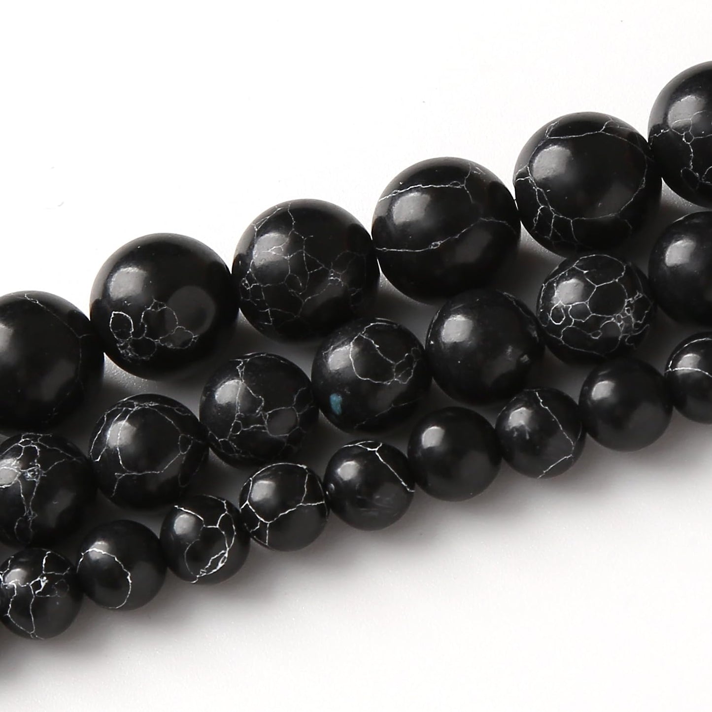 Black Turquoise Stone Beads for Jewelry Making Gemstone Round Crystal Bracelet Necklace 1 Strand 15.5inch 35PCS 10MM