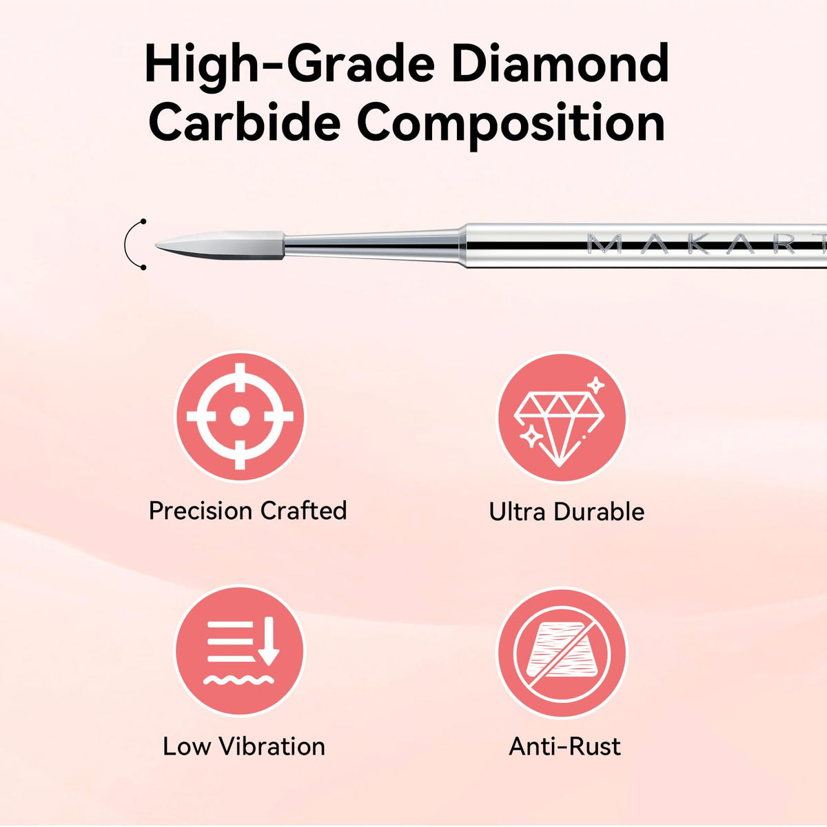 Makartt Flame Cuticle Nail Drill Bit - 3/32" Shank Tungsten Carbide Bit for Nail Drill Machine Professional Shape Bit for Cuticle Cleaning, Smooth Gel Nails,Sidewall, Dead Skin & Nail Prep Silver
