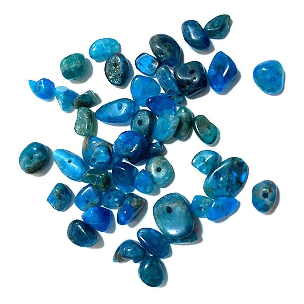 PLTbeads 5-8mm Natral Healing Gemstone Waist Bracelets Necklace Kit Irregular Stone DIY Crafts Design Jewelry Making 1 Strand per Bag Approxi 34 inch (Blue Apatite Chips)