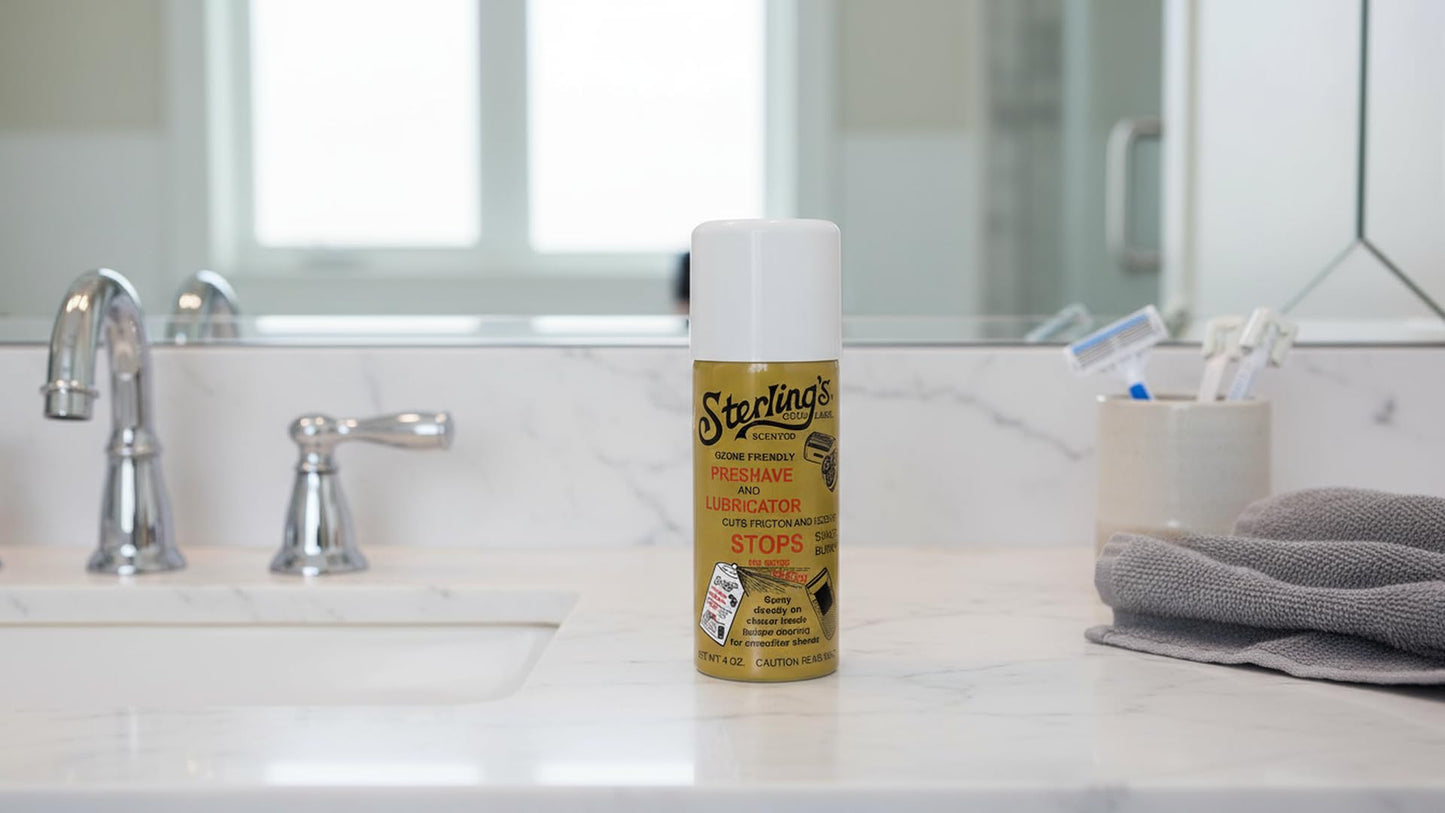 Sterling's Gold Label Preshave and Shaver Head Lubricator Spray for All Electric Shavers, 4 oz