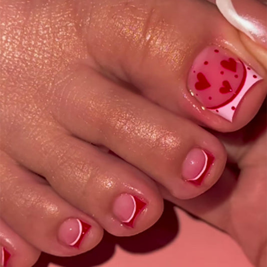 FIEONCIY Press on Toenails with Designs Acrylic Fake Nails for Toe Artificial False Nails with Charms Glue on Toe for Spring Summer Stick on Toenails for Women Girls(F182)