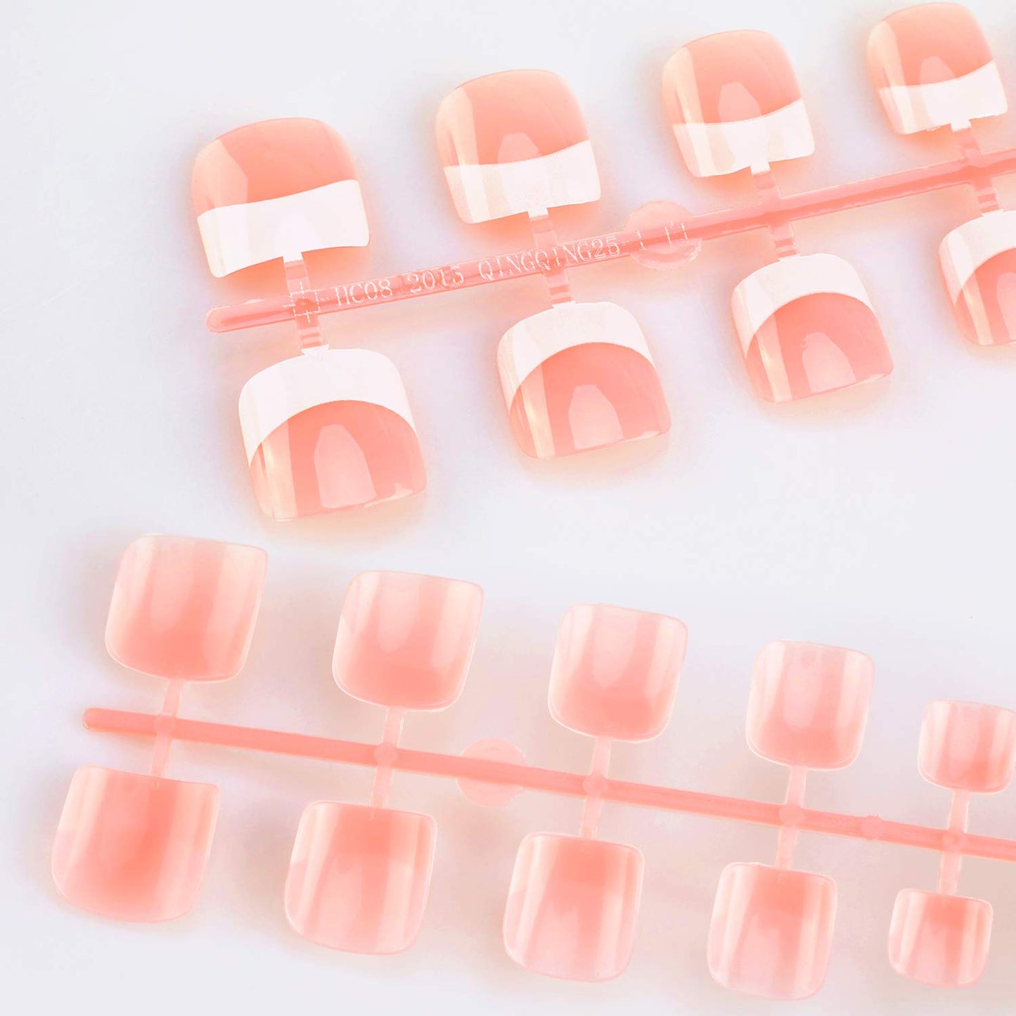 MWOOT 240Pcs Natural French Fake Nails Tips Set, Nail Art Decoration Full Cover Pink White False Nail Tips for DIY Salon Manicure Sticker Tools - S