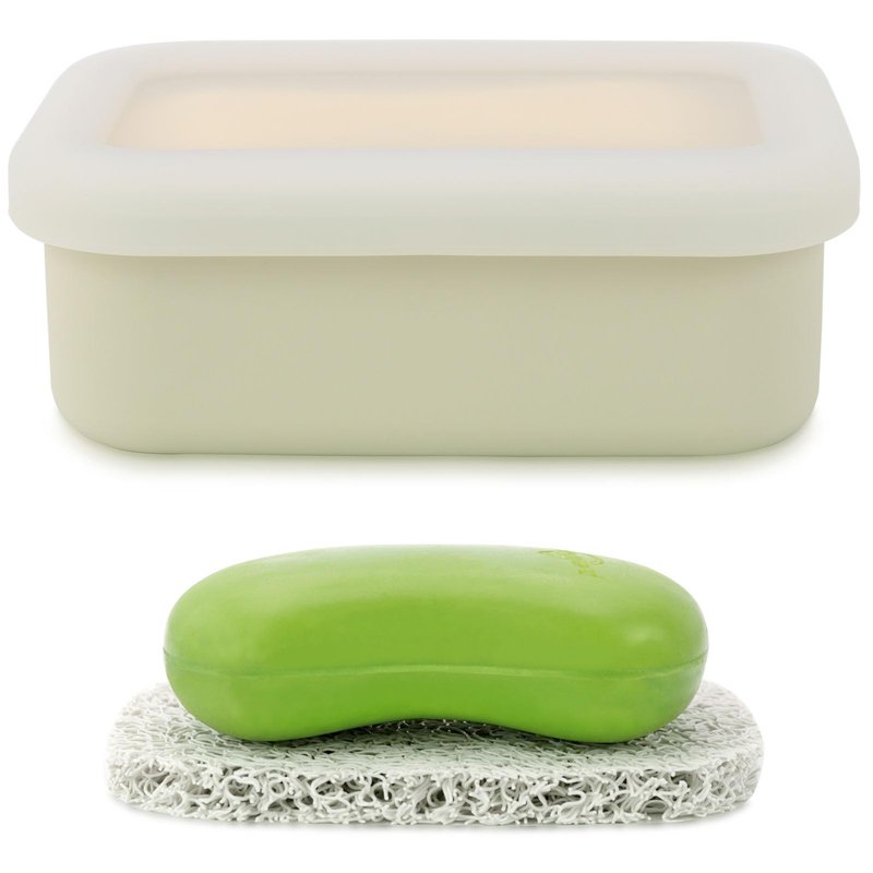 Travel Soap Case, Leak Proof Travel Soap Container, Silicone Soap Box with Drainage Layer, Shatterproof Soap Holder for Travel, Camping, Gym(Off-White, Regular)