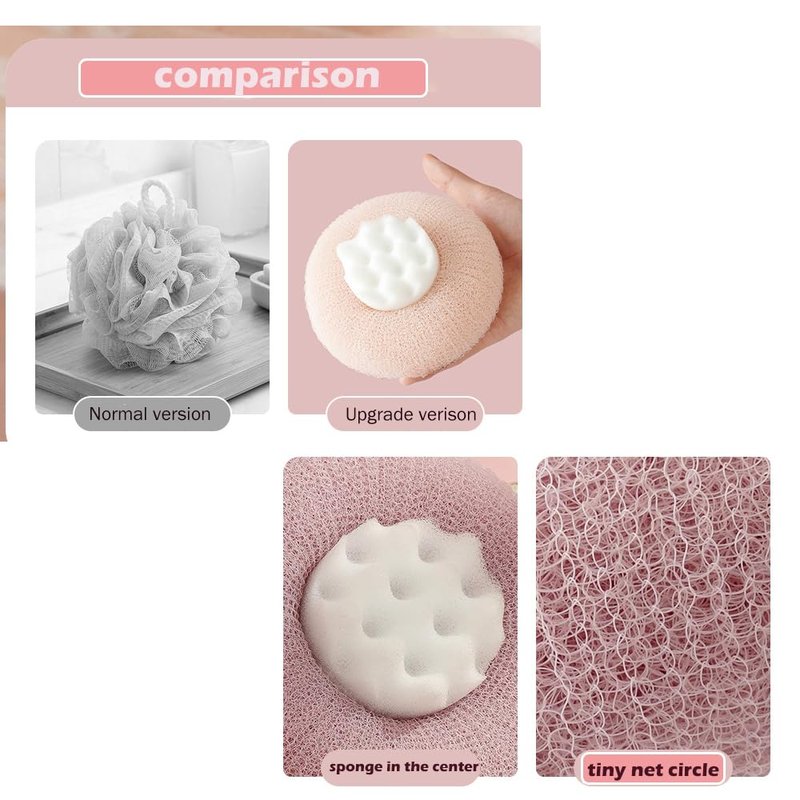 2 Pack Bath Body Brush,Exfoliating Body Scrubber,Bath Sponge Brush to Scrub The Body and Enjoy The Shower(Pink&Blue)…