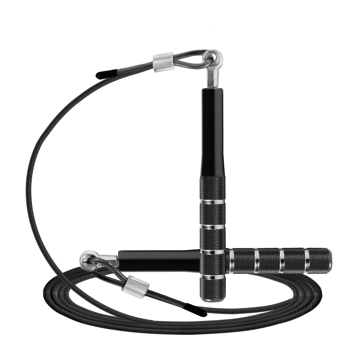 Jump Rope, Wastou Speed Jumping Rope for Training Fitness Exercise, Adjustable Adults Workout Skipping Rope for Men, Women, Kids, Girls (Black)