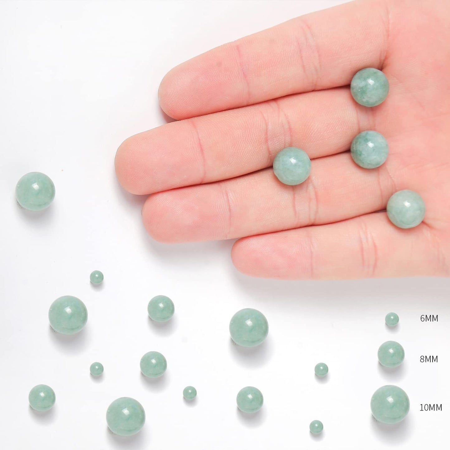 35pcs 10mm Burmese Jade Loose Beads for Jewelry Making, Natural Semi Precious Beads Round Smooth Gemstone Spacer Beads Charms for Necklaces Bracelets