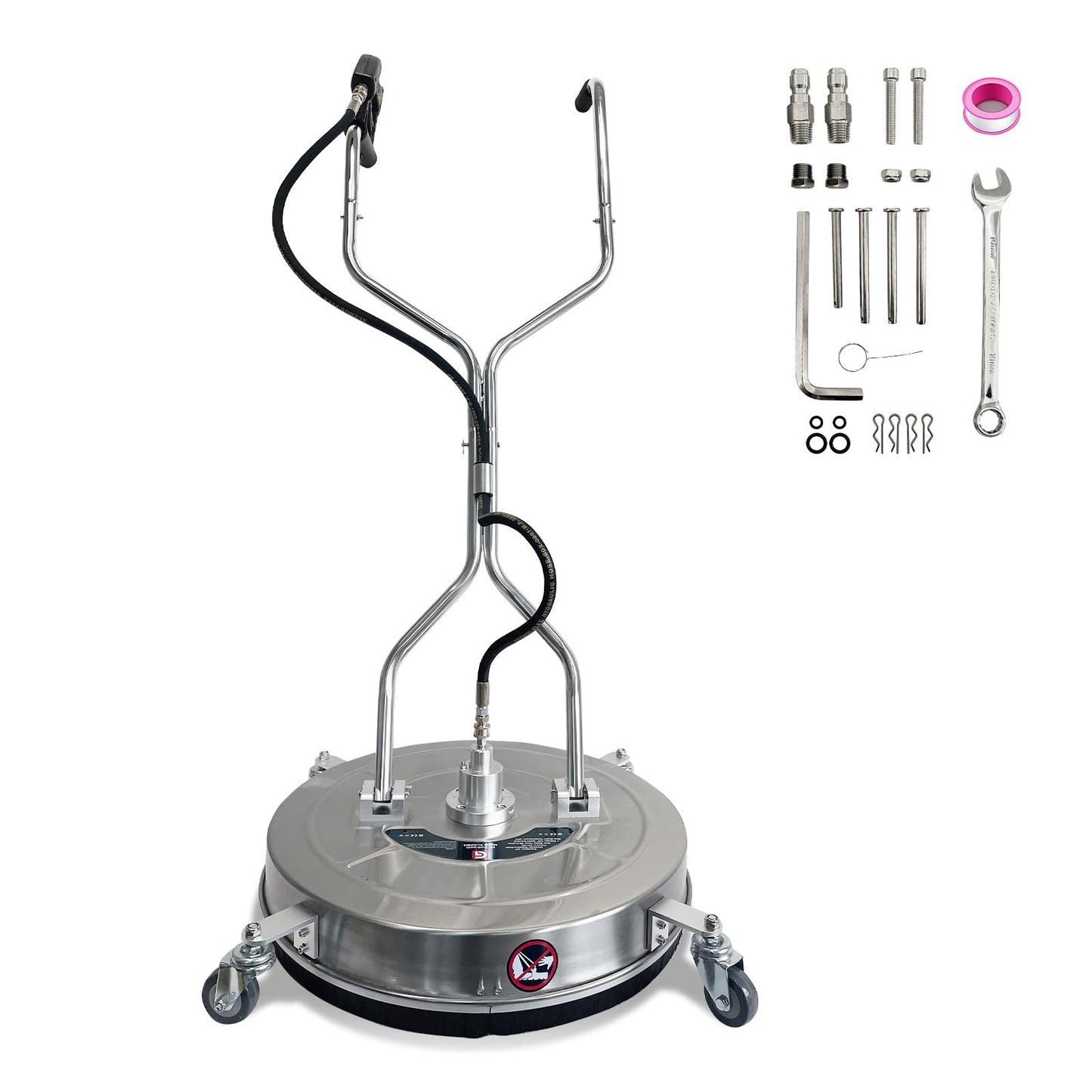 30'' Pressure Washer Surface Cleaner with 4 Wheels, 5200PSI Stainless Steel Dual Handle Surface Cleaner, Power Washer Surface Cleaner for Concrete, Driveways, Sidewalks,Patios,Decks Cleaning