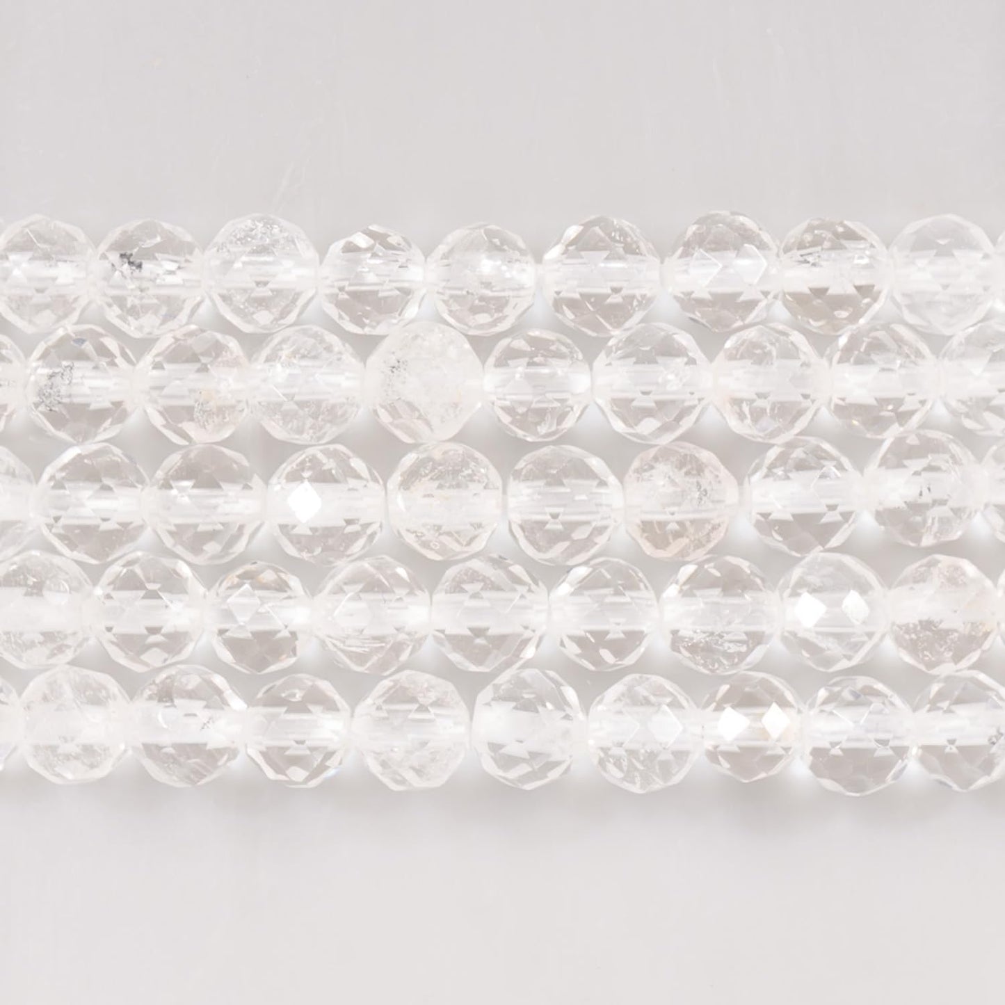 Angelstones Natural Clear Quartz Gemstone Stretch Bracelet, 4mm Faceted Round Beads, Crystal Healing for Women